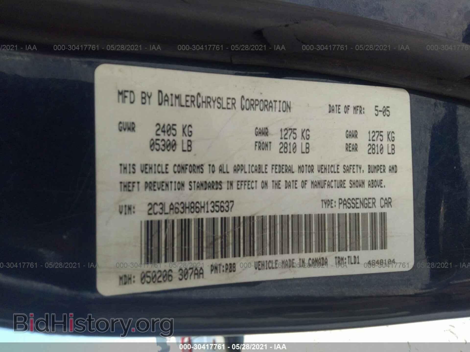 2006 CHRYSLER 300 - VIN: 2C3LA63H86H135637 - Фото 9