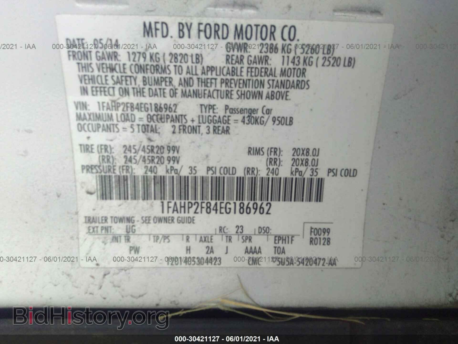2014 FORD TAURUS - VIN: 1FAHP2F84EG186962 - Photo 9