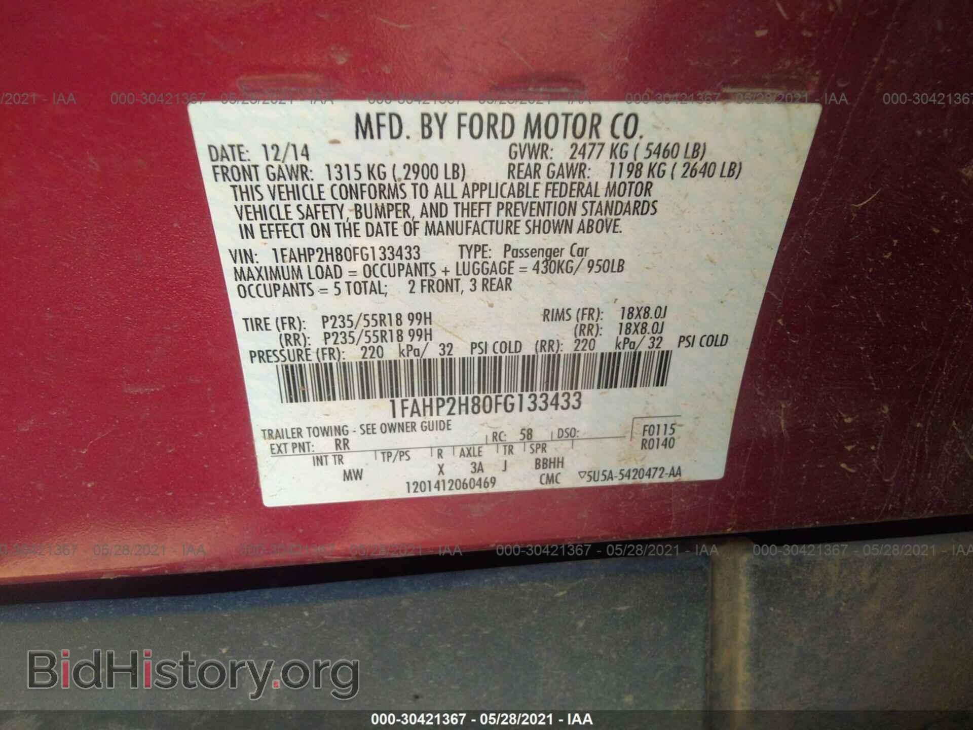 2015 FORD TAURUS - VIN: 1FAHP2H80FG133433 - Фото 9