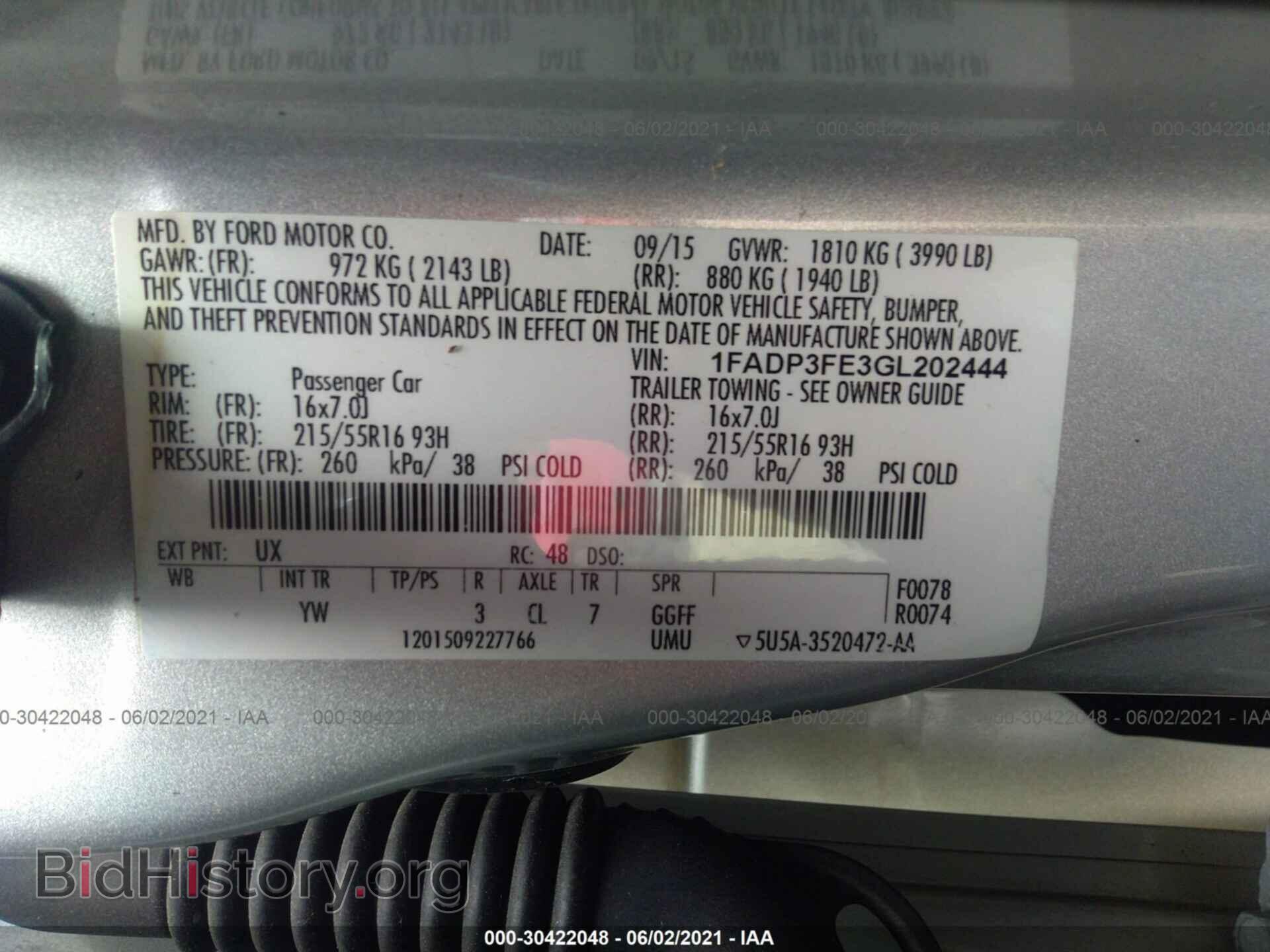 2016 FORD FOCUS - VIN: 1FADP3FE3GL202444 - Фото 9