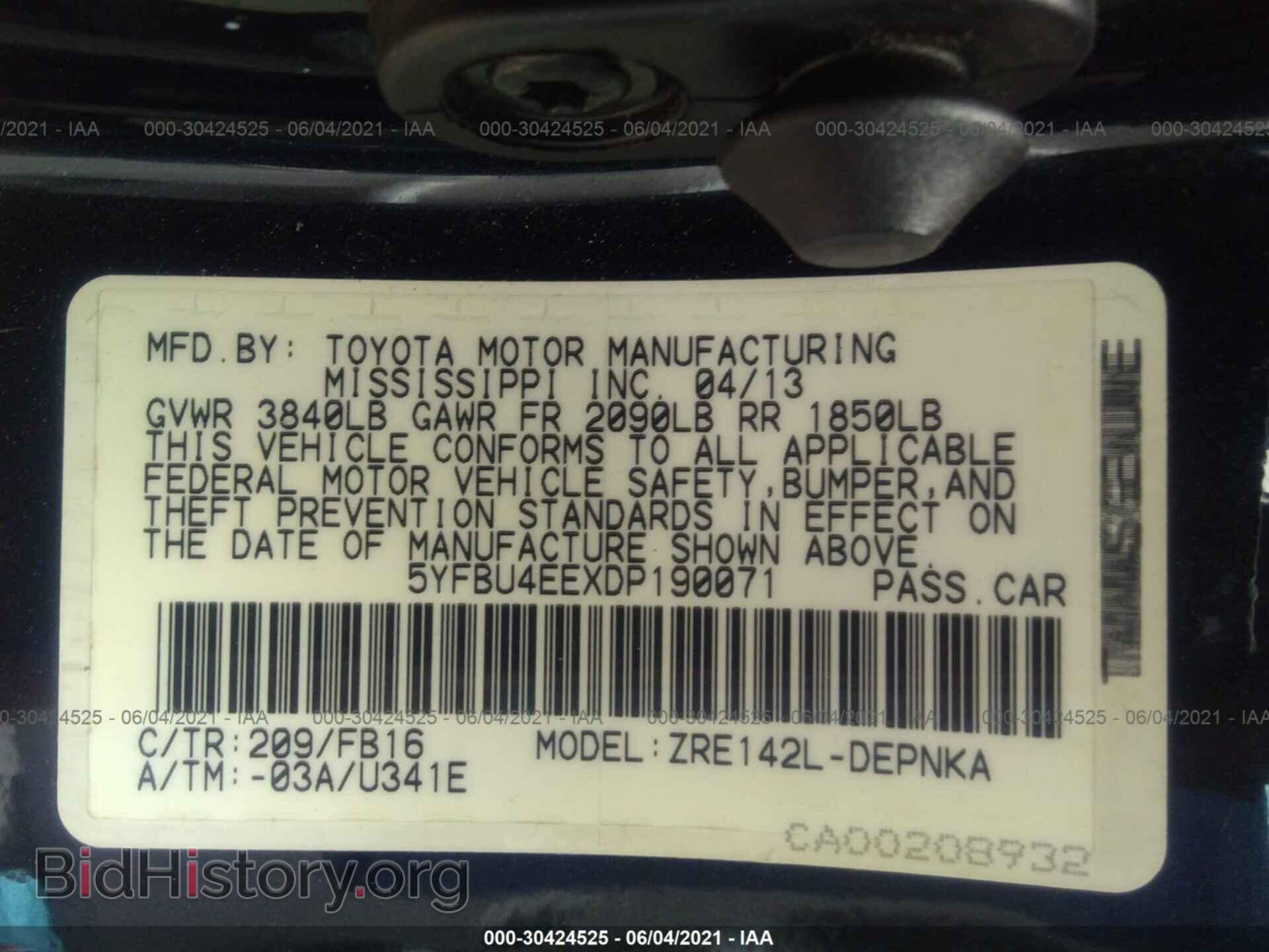 2013 TOYOTA COROLLA - VIN: 5YFBU4EEXDP190071 - Фото 9