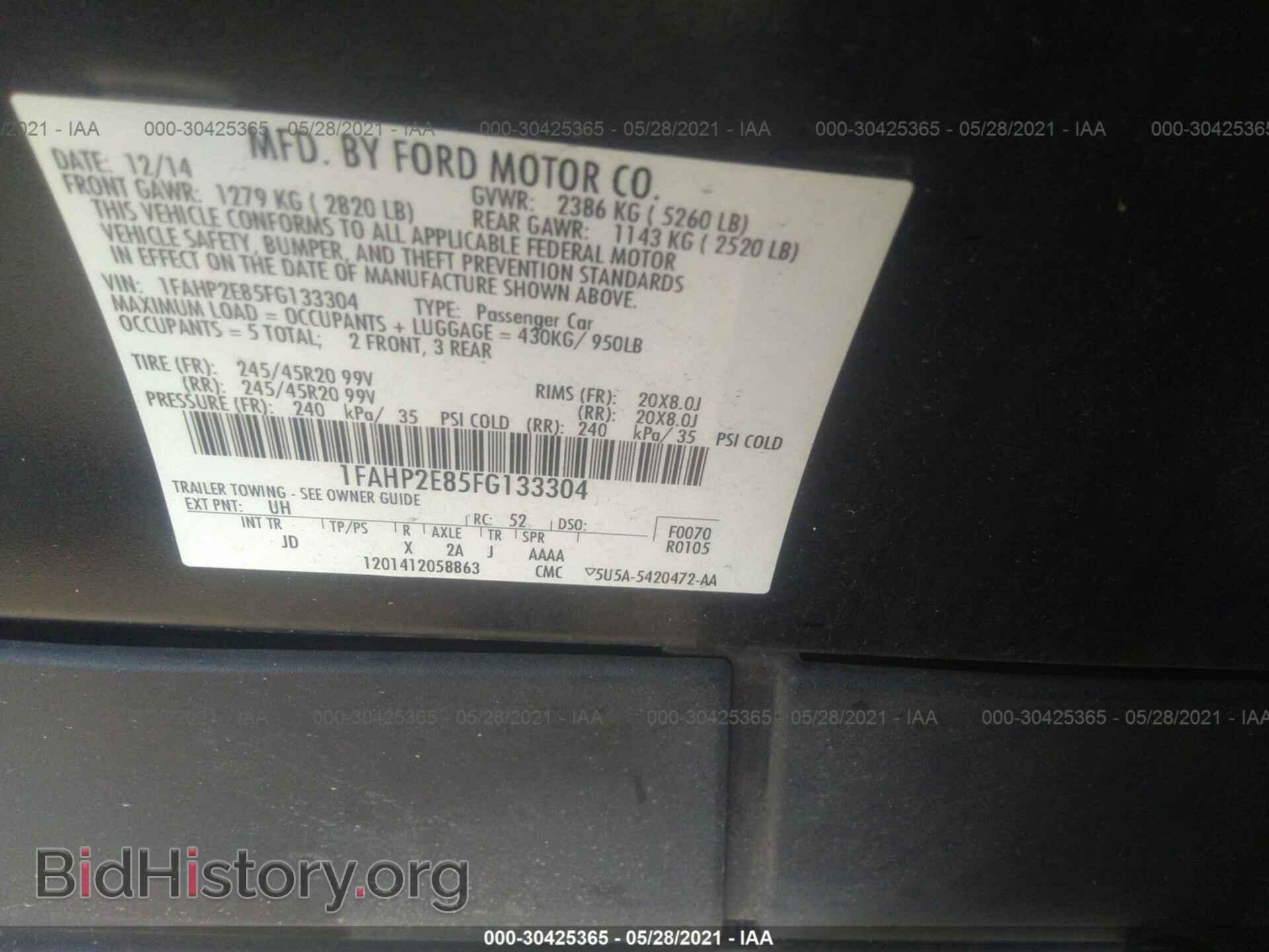 2015 FORD TAURUS - VIN: 1FAHP2E85FG133304 - Фото 9