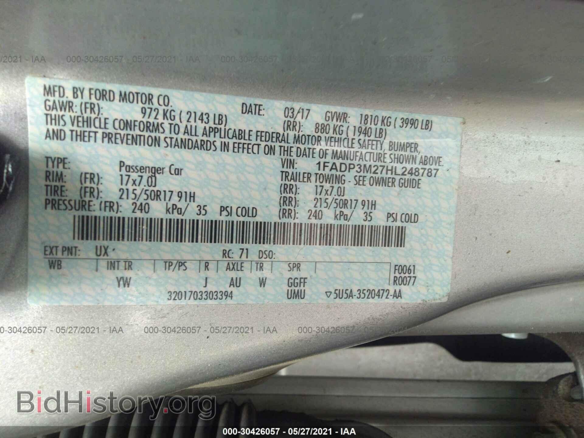 2017 FORD FOCUS - VIN: 1FADP3M27HL248787 - Фото 9