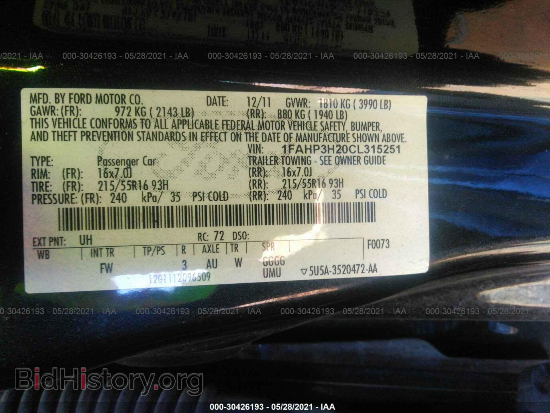 2012 FORD FOCUS - VIN: 1FAHP3H20CL315251 - Фото 9