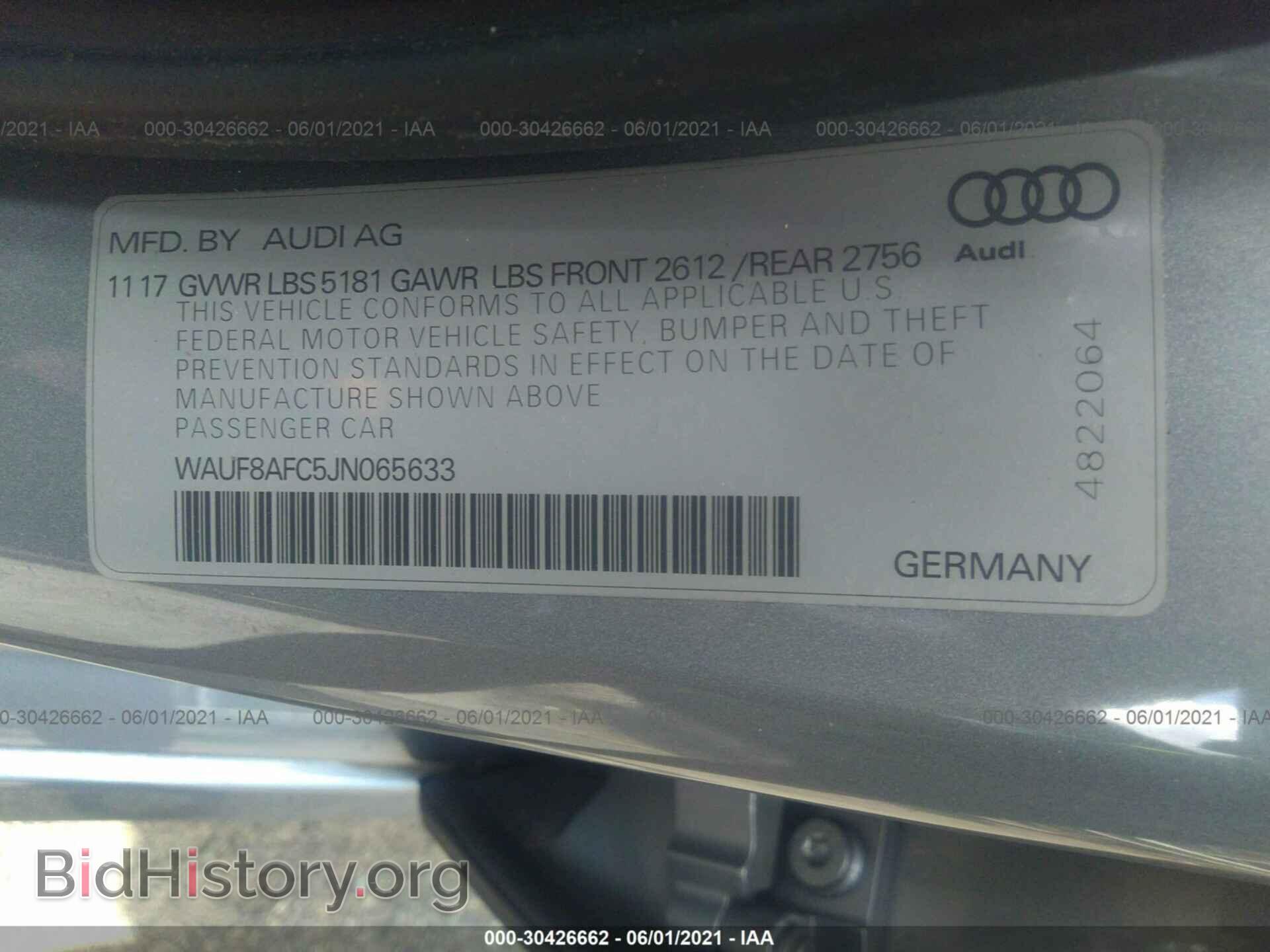 2018 AUDI A6 - VIN: WAUF8AFC5JN065633 - Фото 9