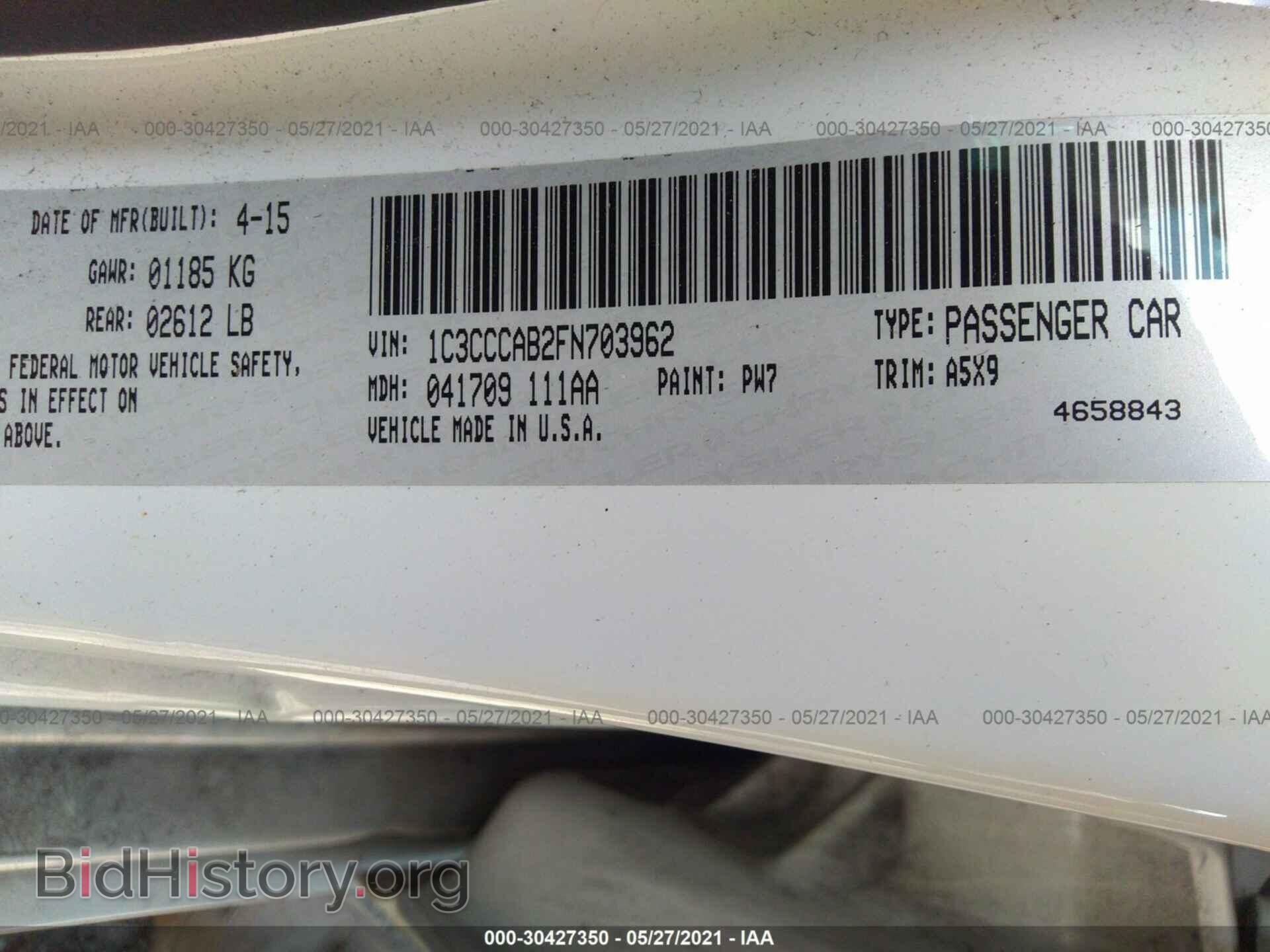 2015 CHRYSLER 200 - VIN: 1C3CCCAB2FN703962 - Фото 9