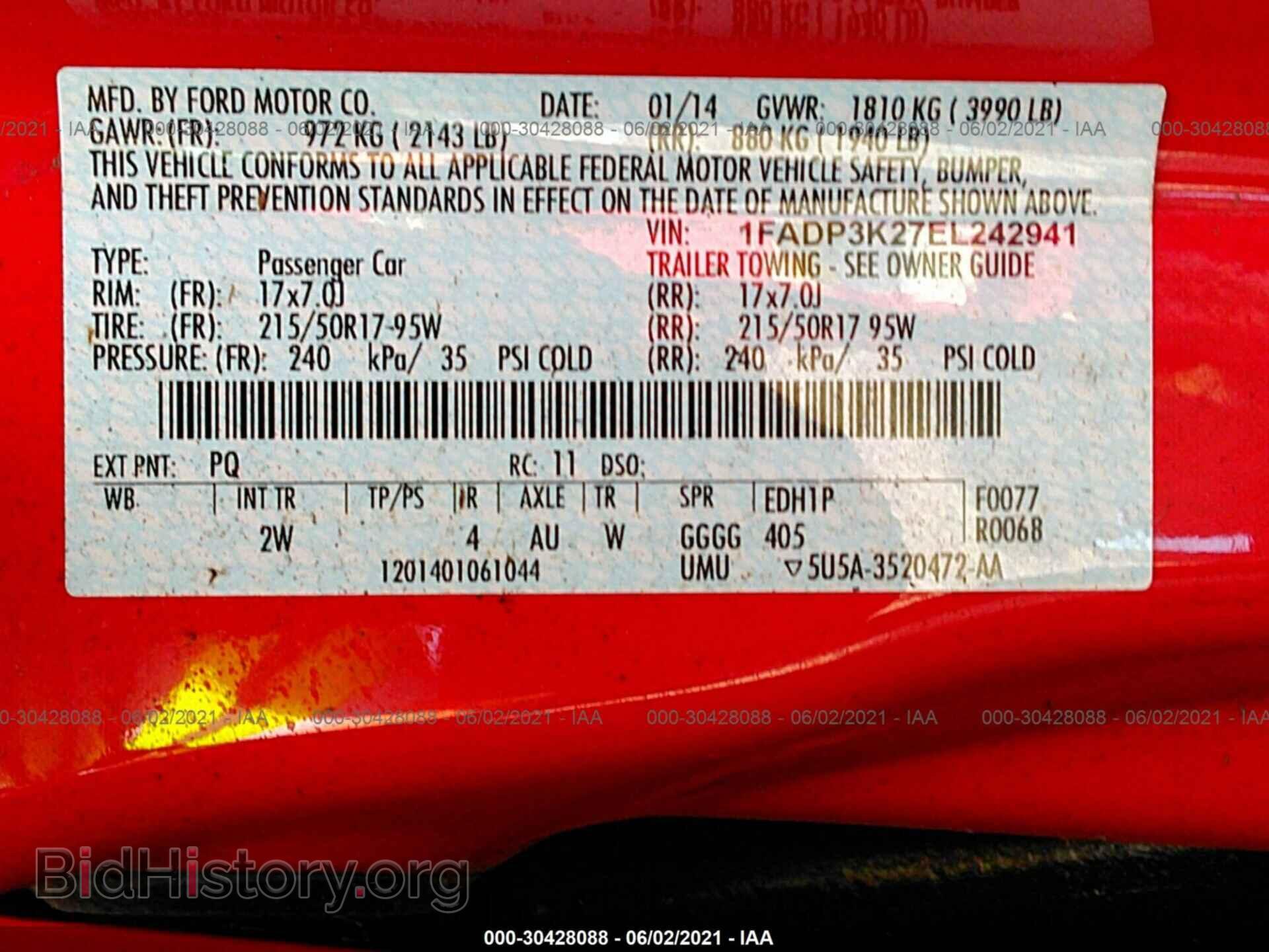 2014 FORD FOCUS - VIN: 1FADP3K27EL242941 - Фото 9