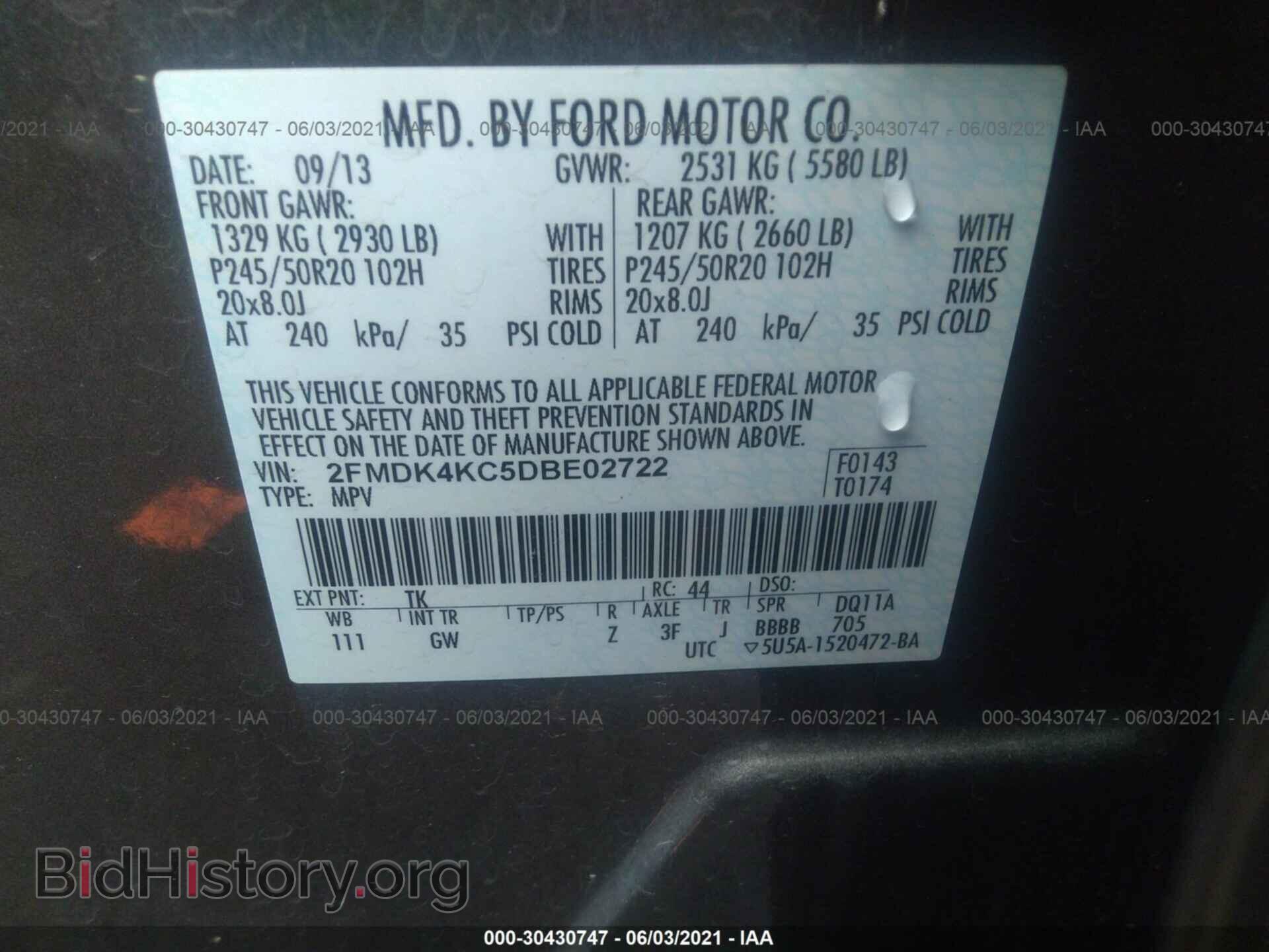 2013 FORD EDGE - VIN: 2FMDK4KC5DBE02722 - Photo 9