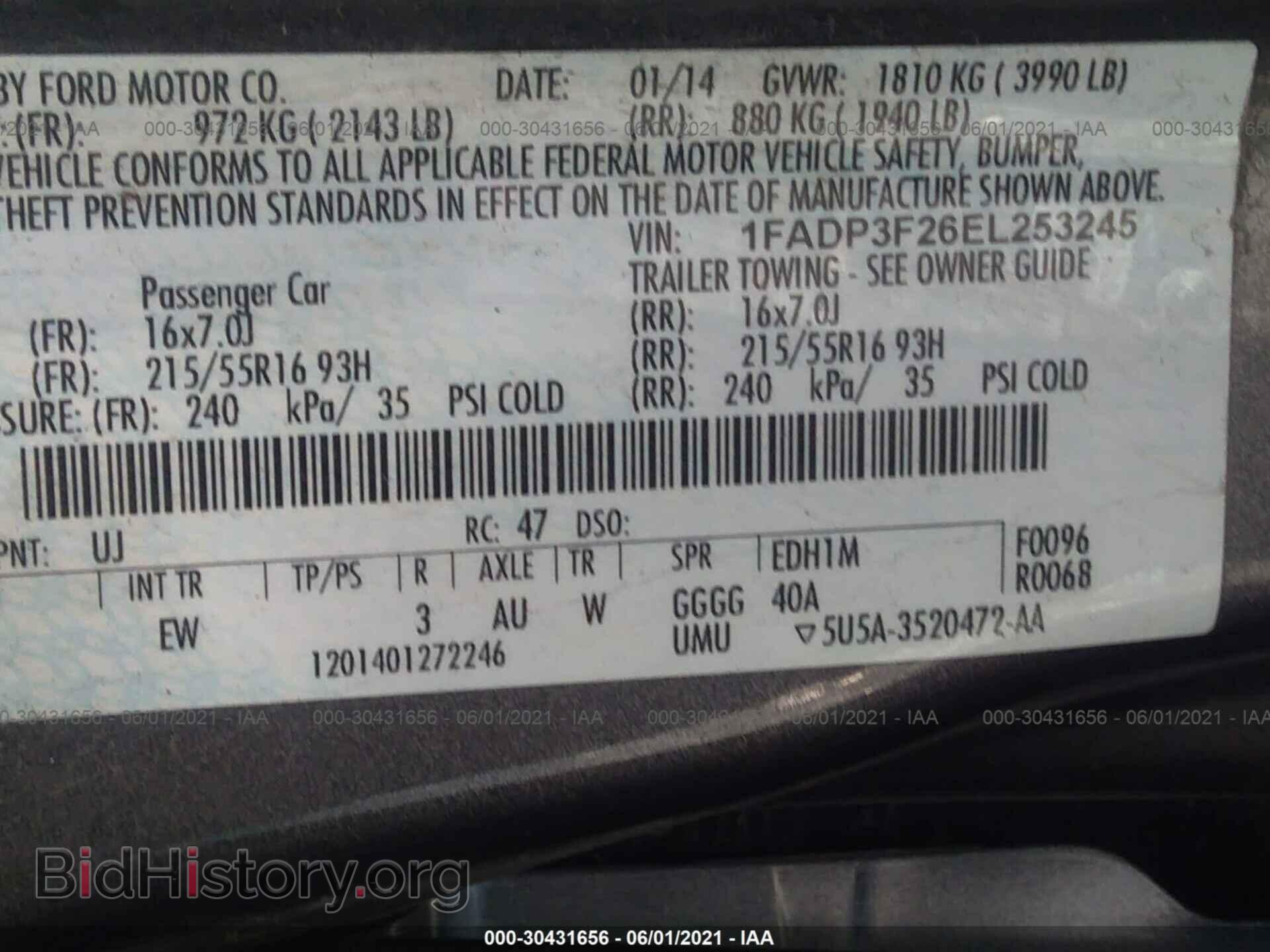 2014 FORD FOCUS - VIN: 1FADP3F26EL253245 - Фото 9