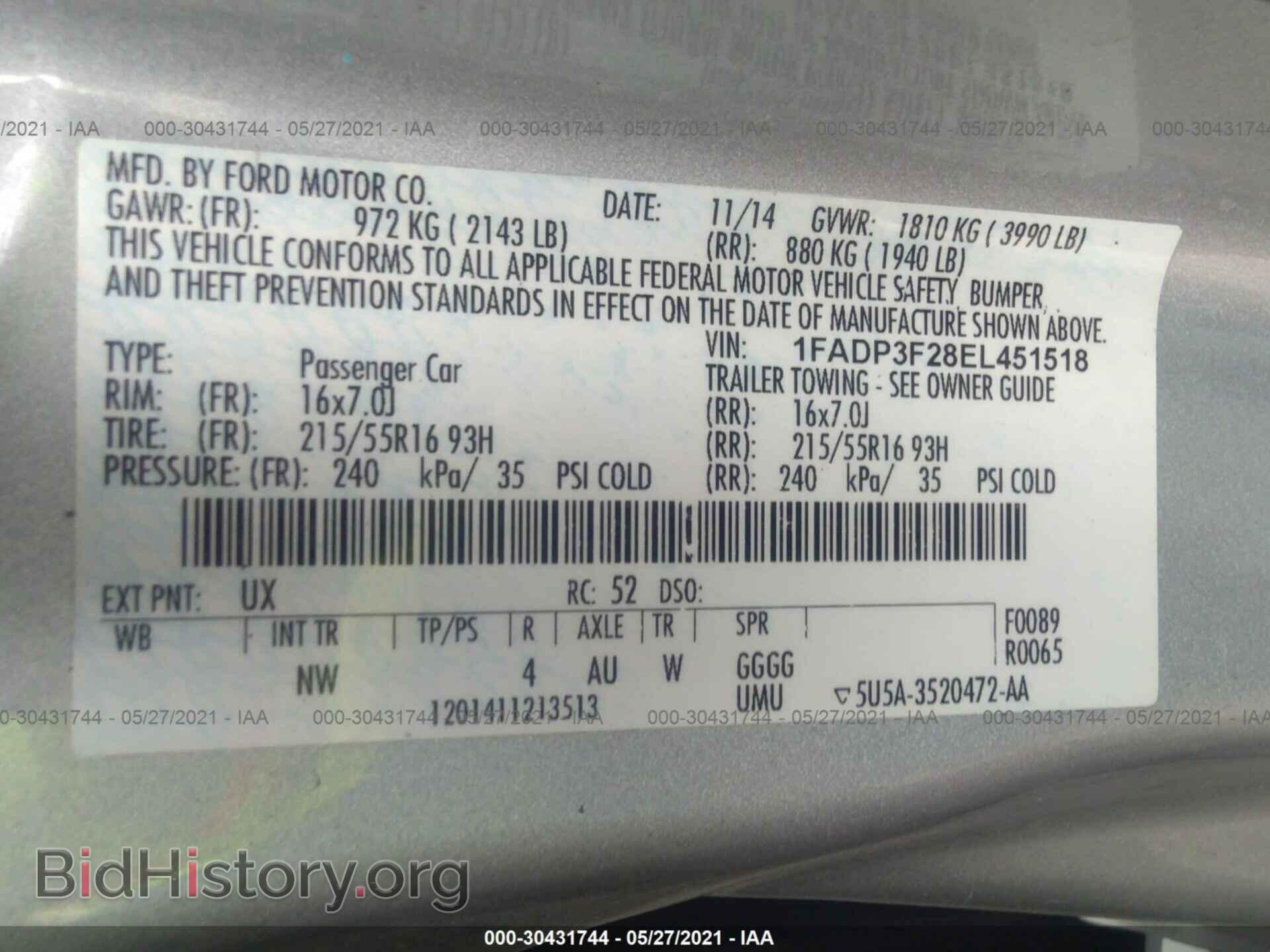 2014 FORD FOCUS - VIN: 1FADP3F28EL451518 - Фото 9