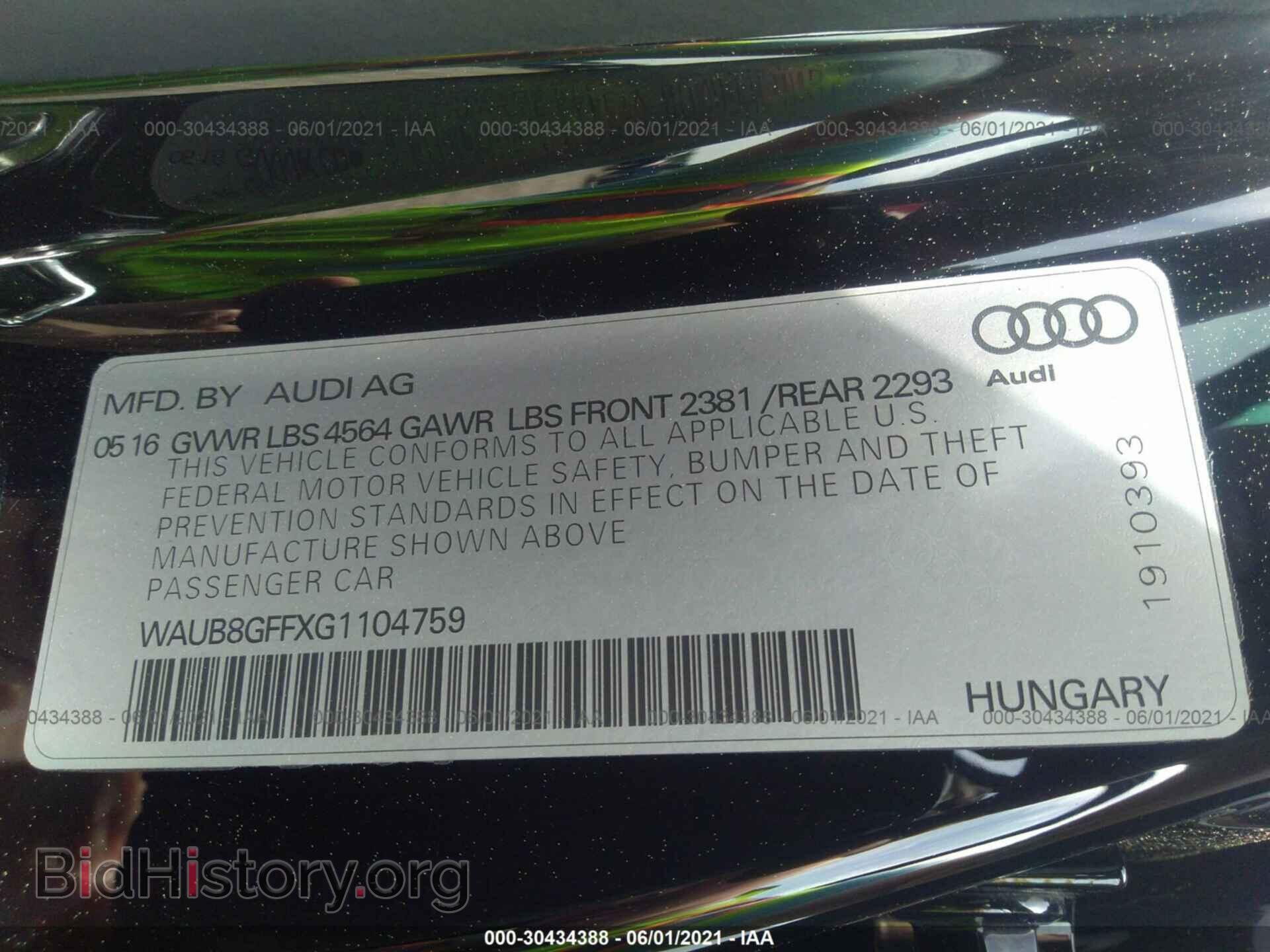 2016 AUDI A3 - VIN: WAUB8GFFXG1104759 - Фото 9