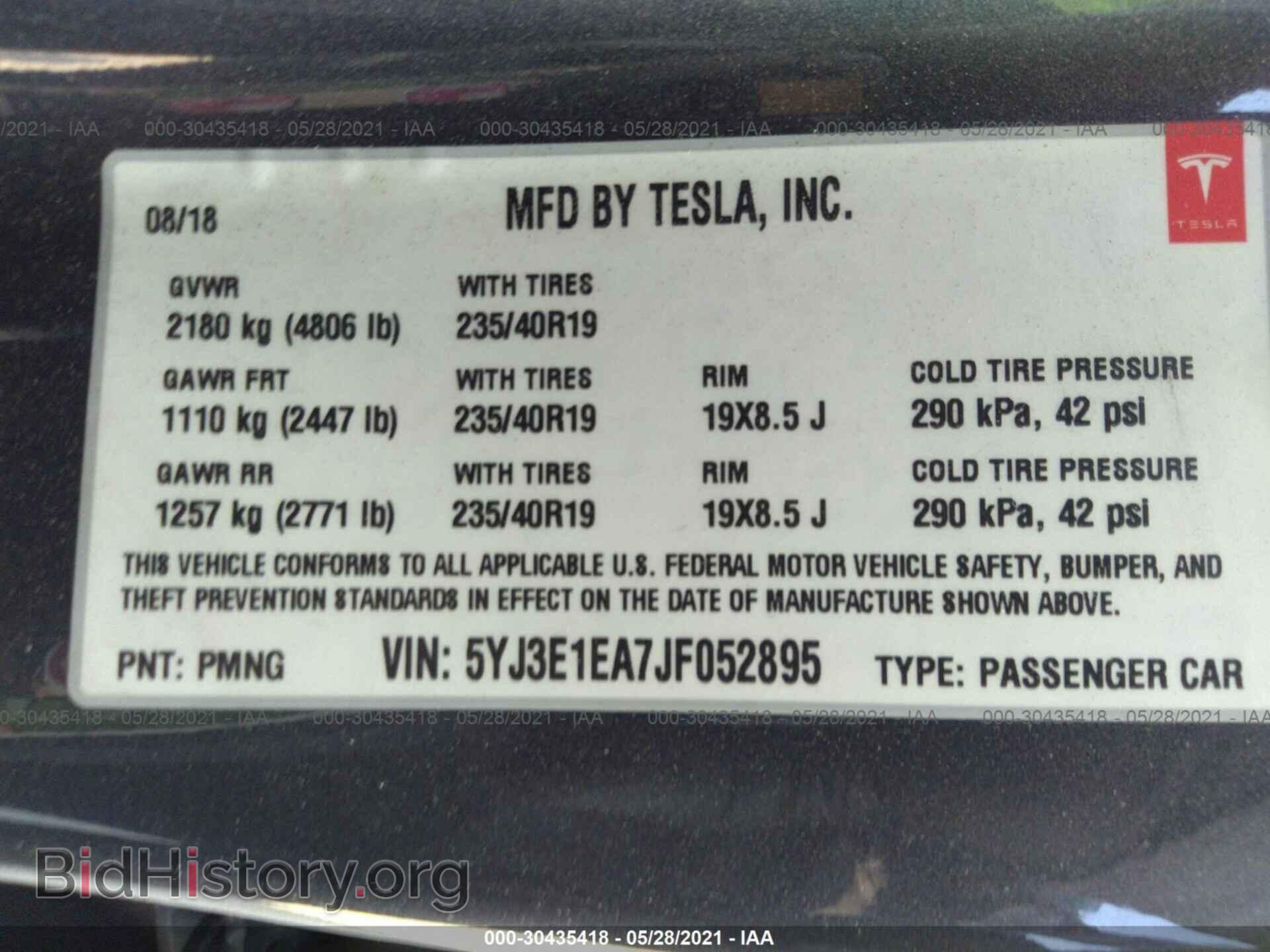 2018 TESLA MODEL 3 - VIN: 5YJ3E1EA7JF052895 - Photo 9