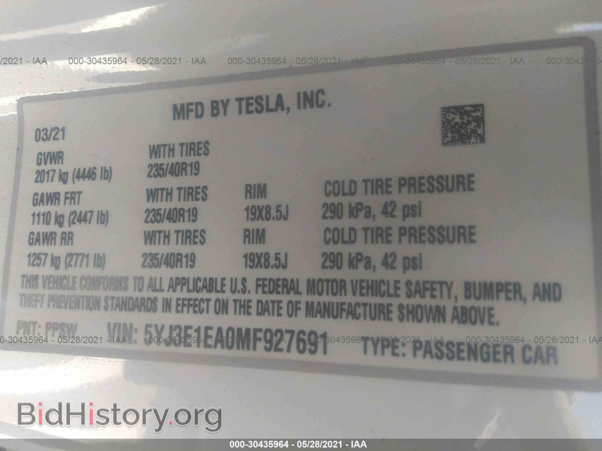 2021 TESLA MODEL 3 - VIN: 5YJ3E1EA0MF927691 - Photo 9