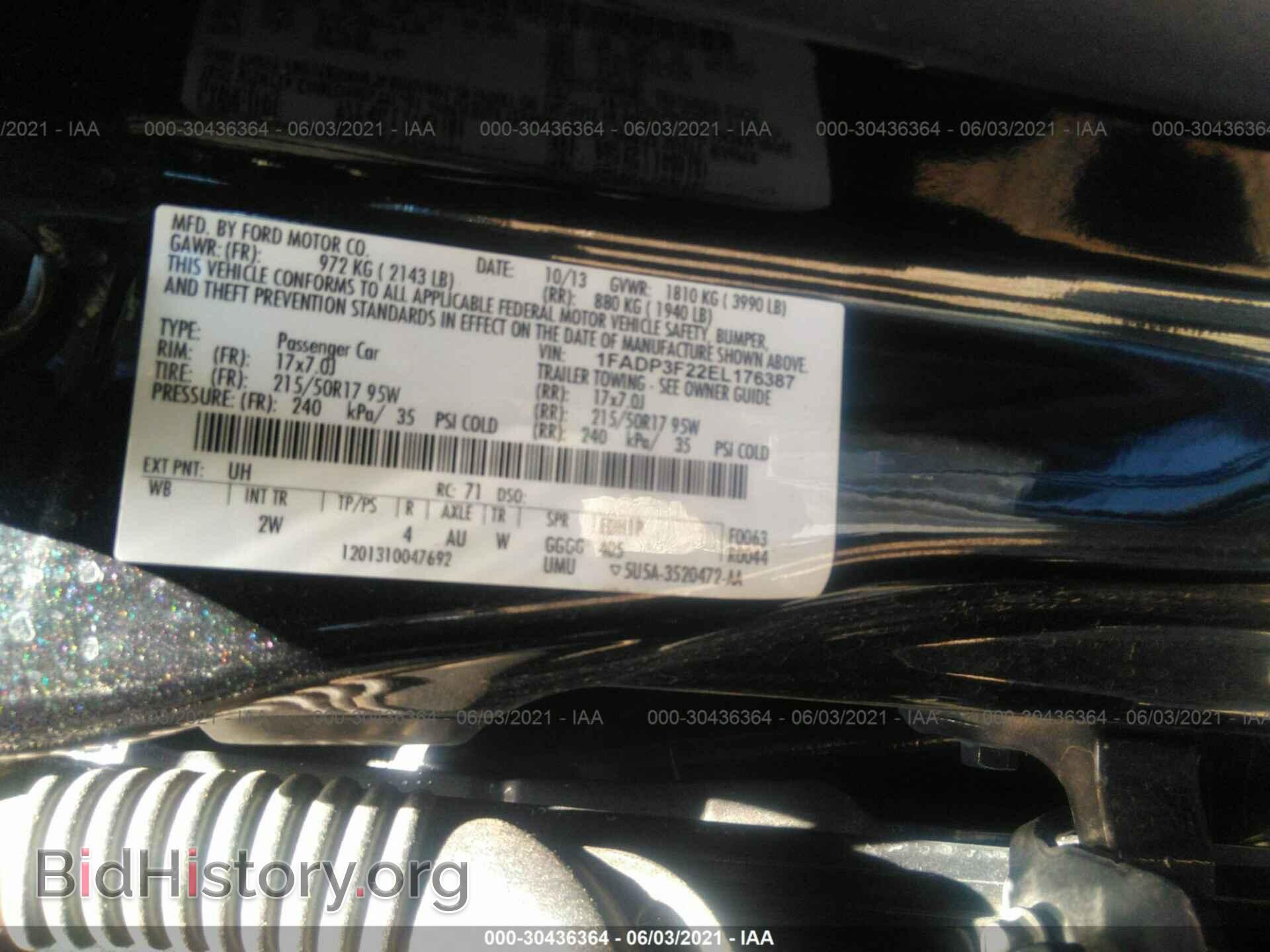 2014 FORD FOCUS - VIN: 1FADP3F22EL176387 - Фото 9