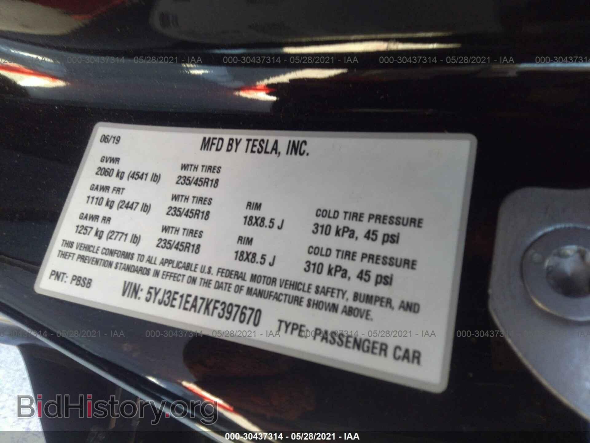 2019 TESLA MODEL 3 - VIN: 5YJ3E1EA7KF397670 - Photo 9