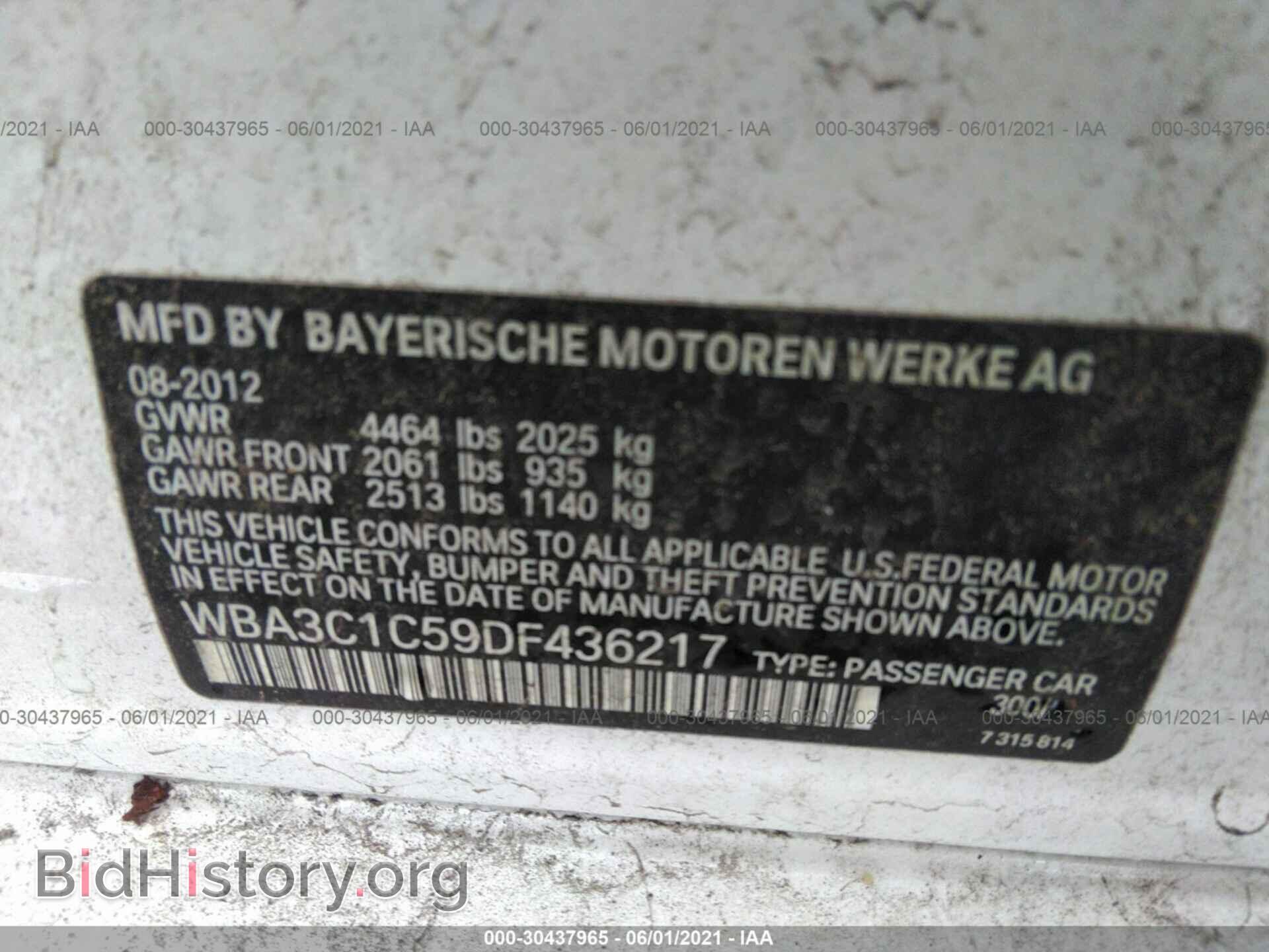 2013 BMW 3 SERIES - VIN: WBA3C1C59DF436217 - Фото 9