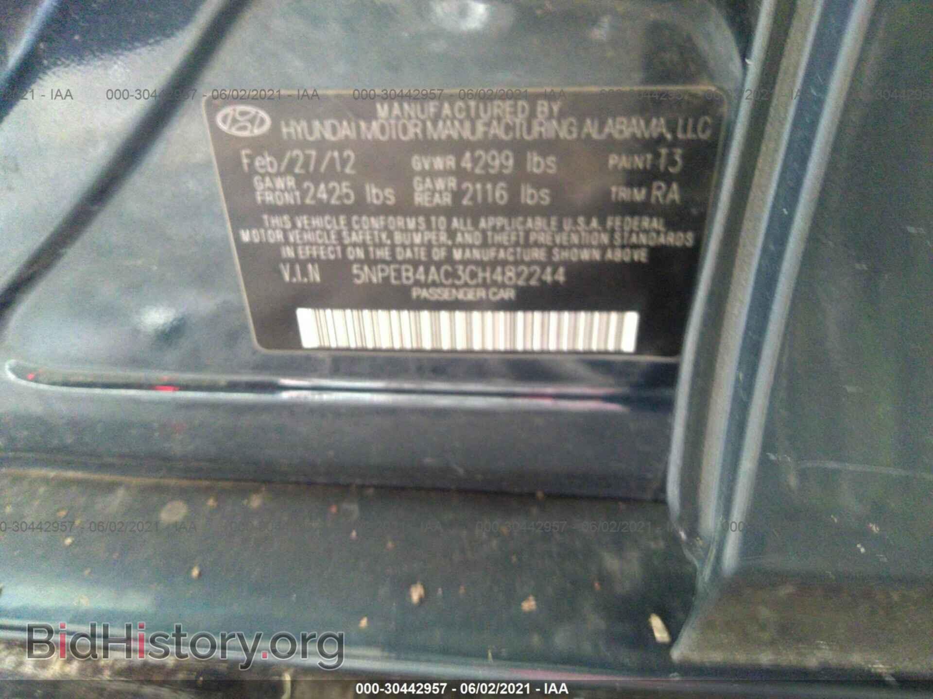 2012 HYUNDAI SONATA - VIN: 5NPEB4AC3CH482244 - Фото 9