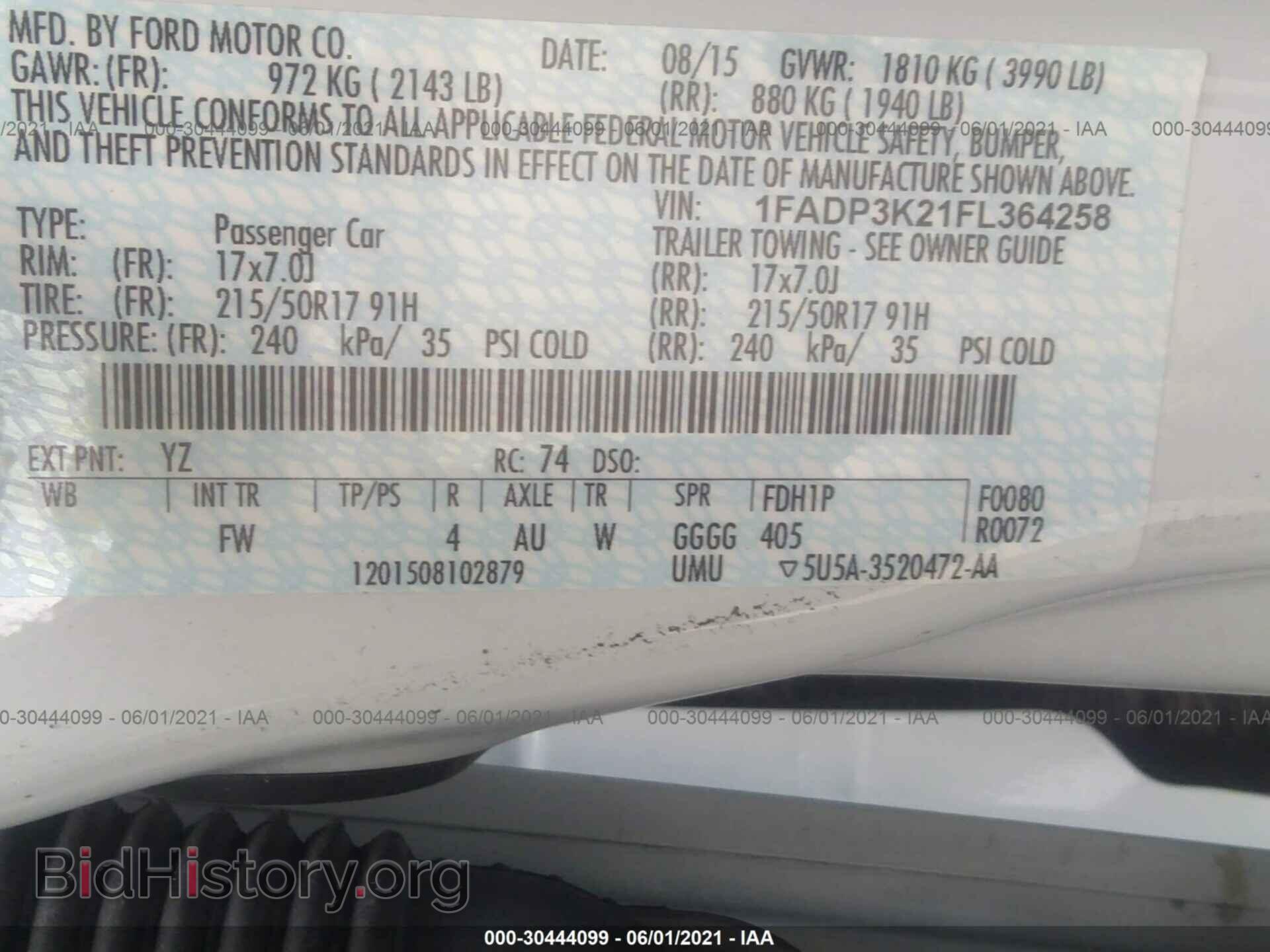 2015 FORD FOCUS - VIN: 1FADP3K21FL364258 - Фото 9