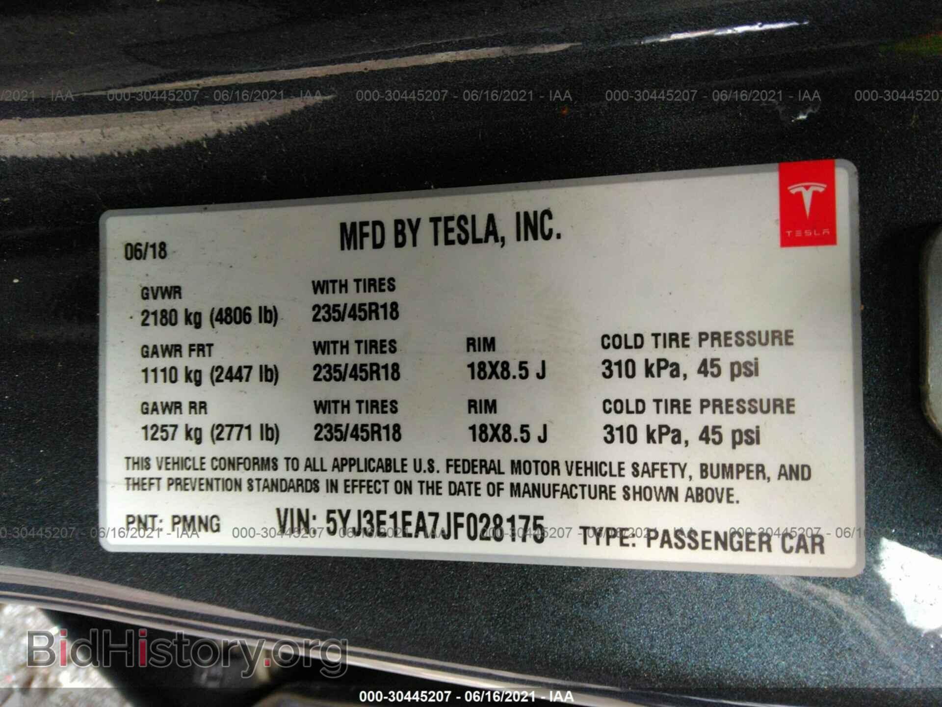 2018 TESLA MODEL 3 - VIN: 5YJ3E1EA7JF028175 - Photo 9