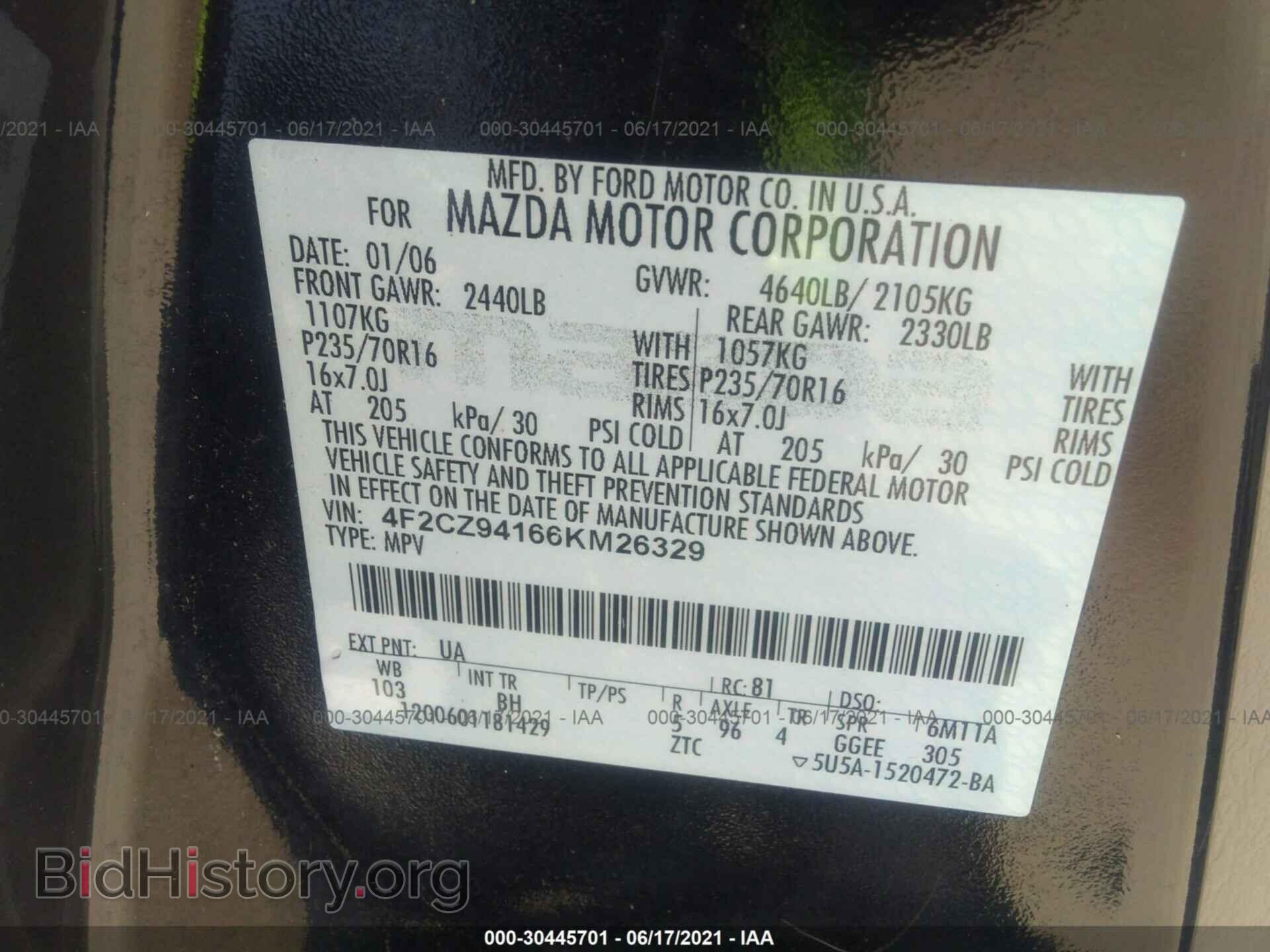 2006 MAZDA TRIBUTE - VIN: 4F2CZ94166KM26329 - Фото 9