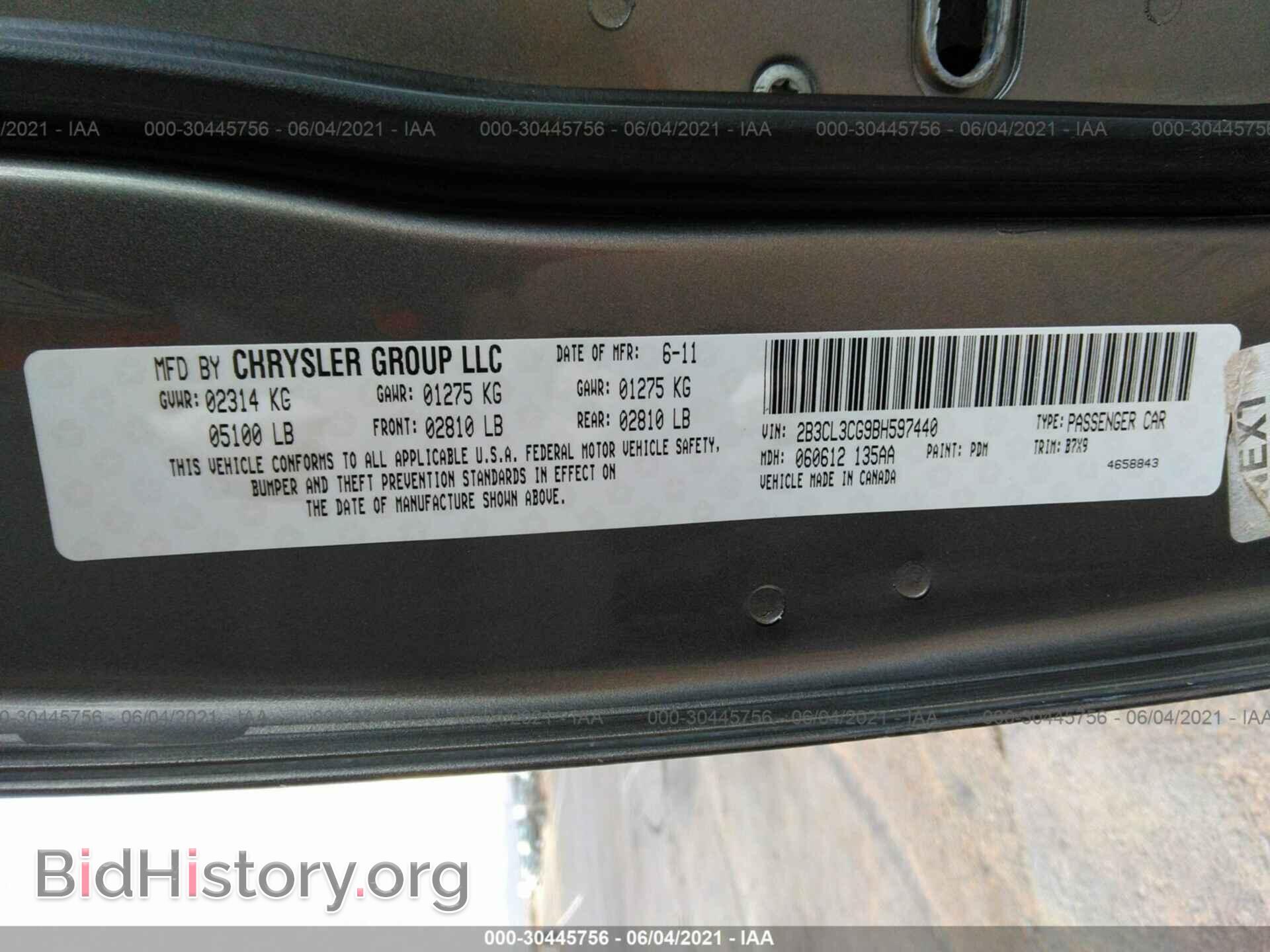 2011 DODGE CHARGER - VIN: 2B3CL3CG9BH597440 - Фото 9