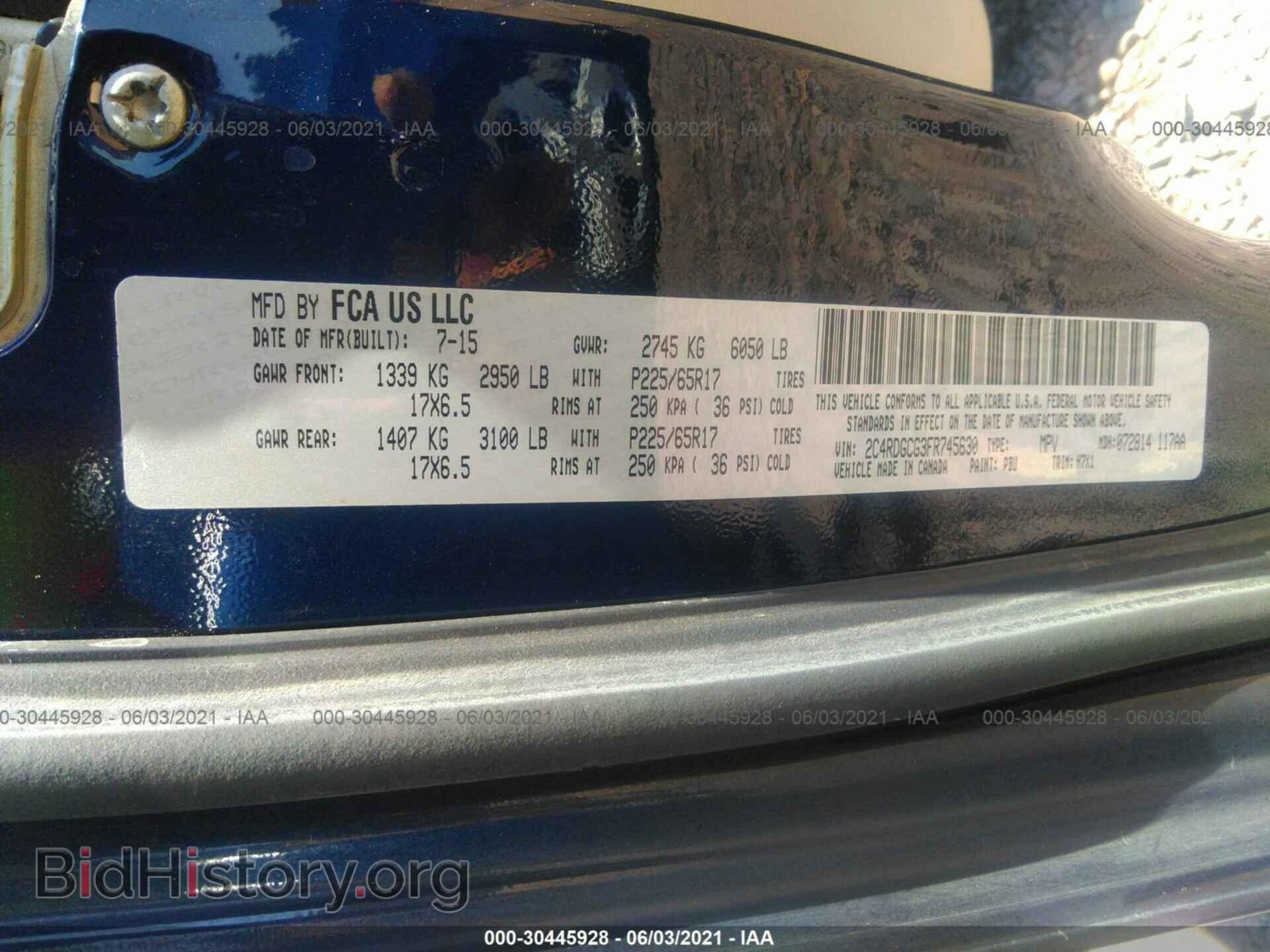 2015 DODGE GRAND CARAVAN - VIN: 2C4RDGCG3FR745630 - Фото 9