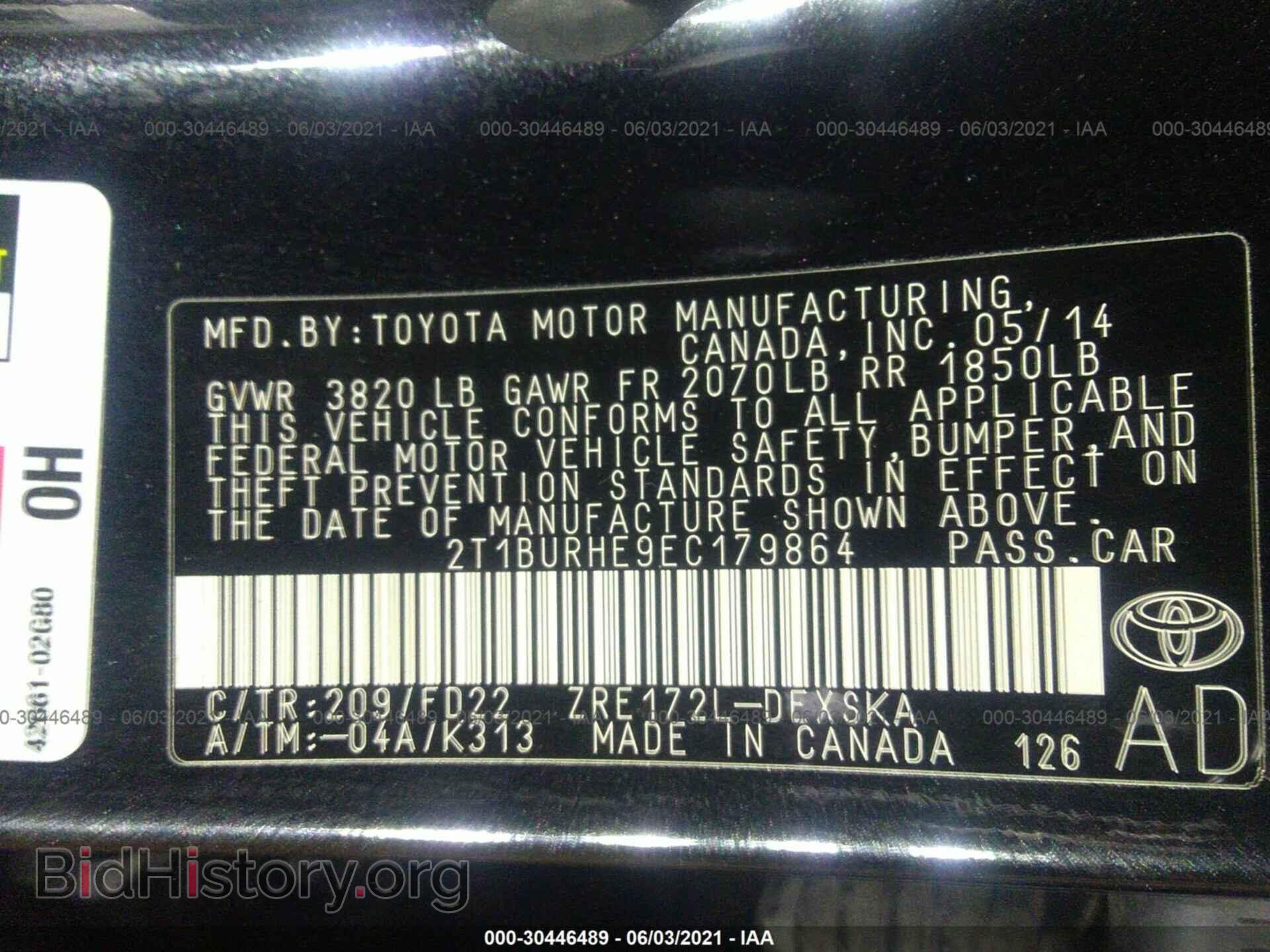 2014 TOYOTA COROLLA - VIN: 2T1BURHE9EC179864 - Photo 9