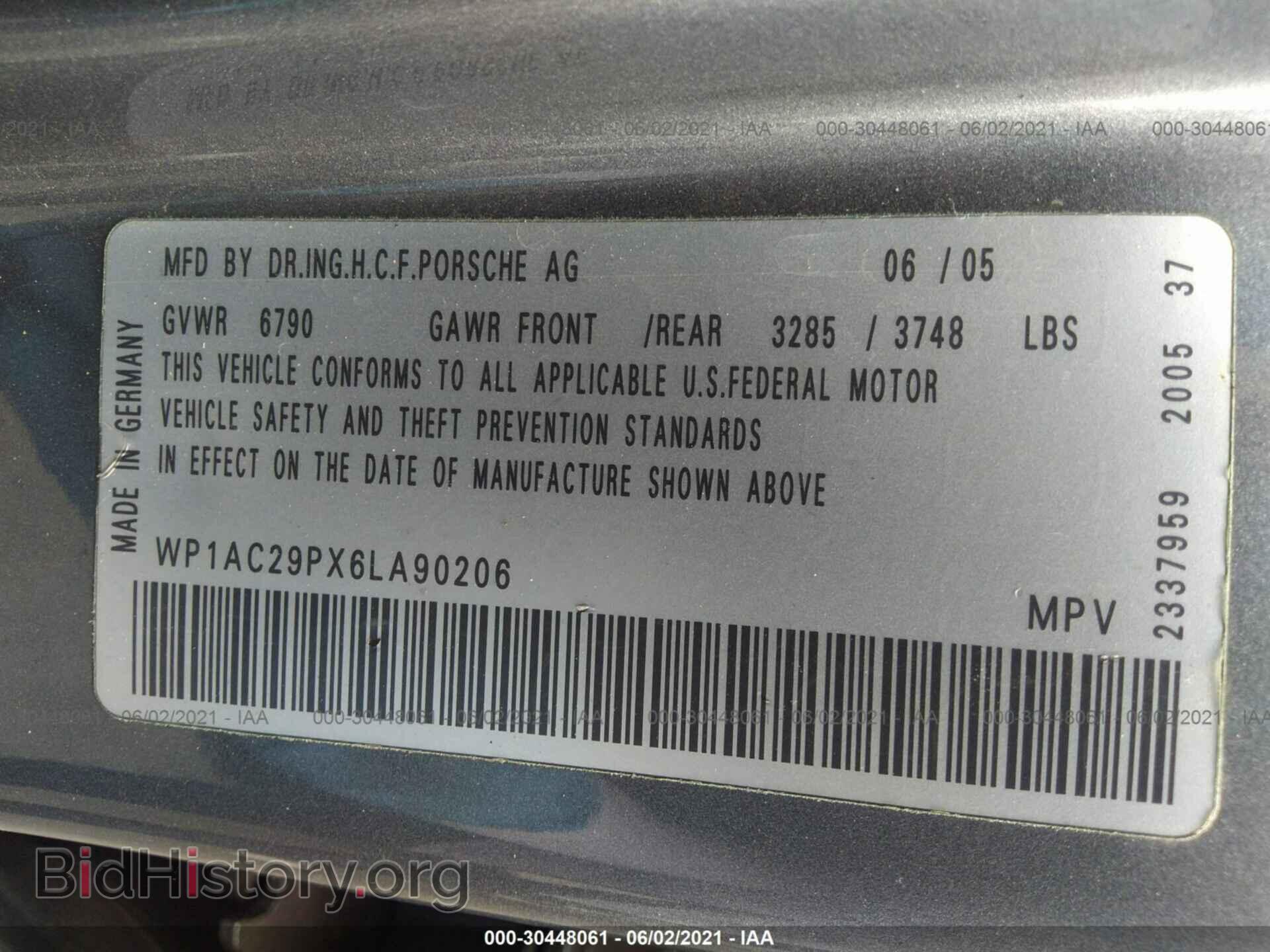 2006 PORSCHE CAYENNE - VIN: WP1AC29PX6LA90206 - Фото 9