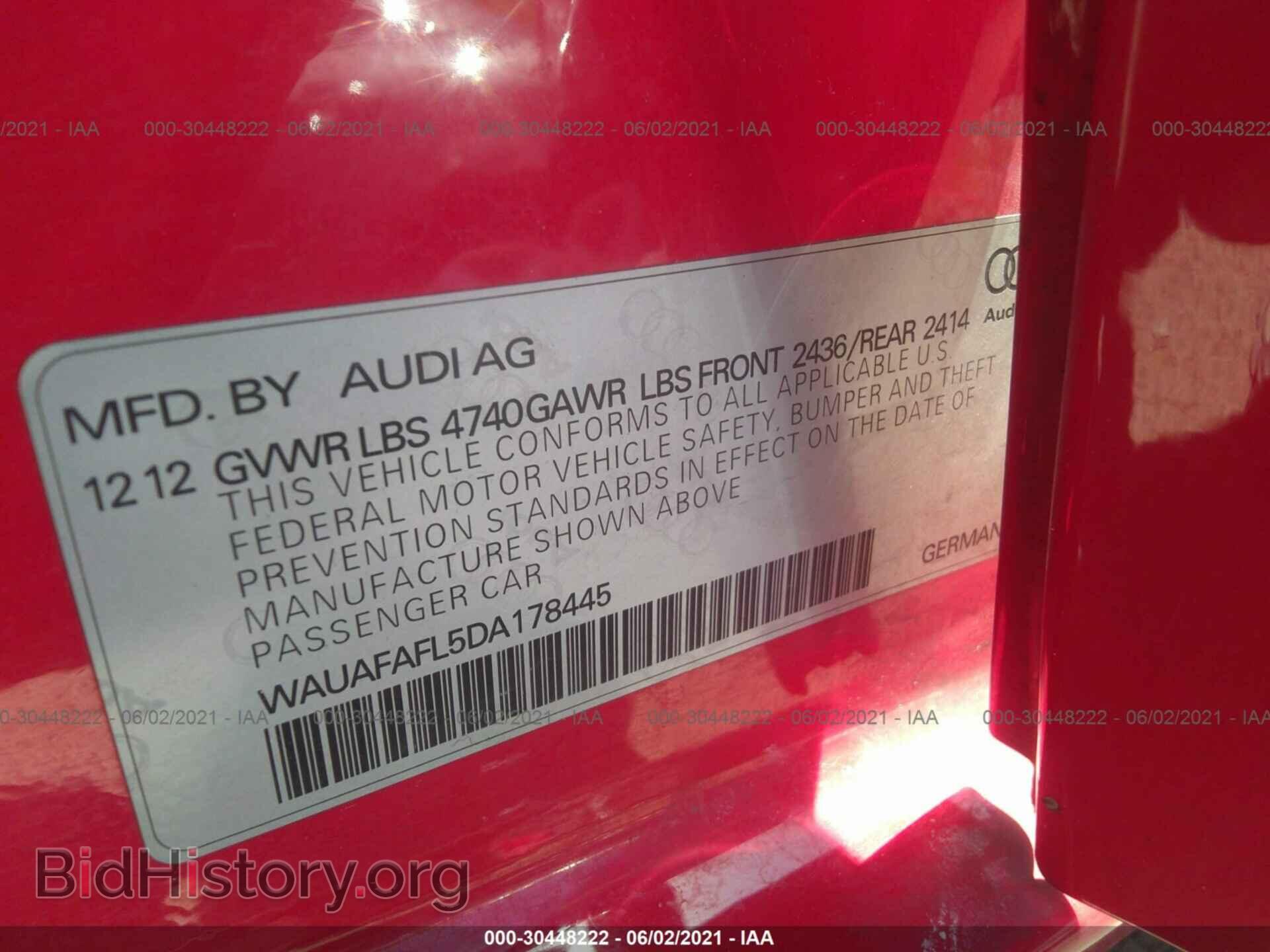 2013 AUDI A4 - VIN: WAUAFAFL5DA178445 - Фото 9