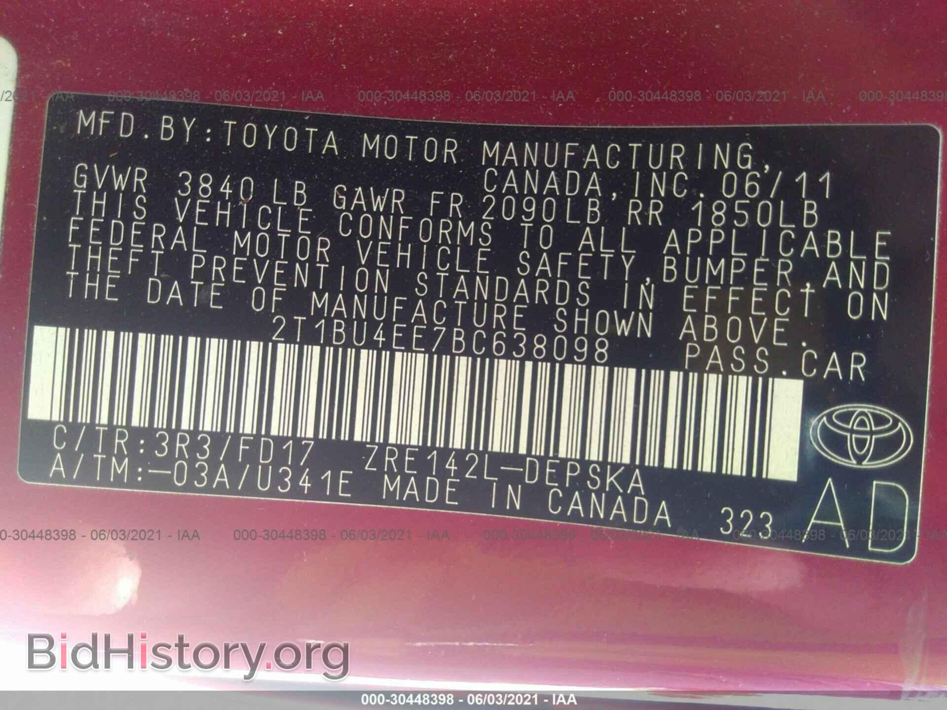 2011 TOYOTA COROLLA - VIN: 2T1BU4EE7BC638098 - Фото 9