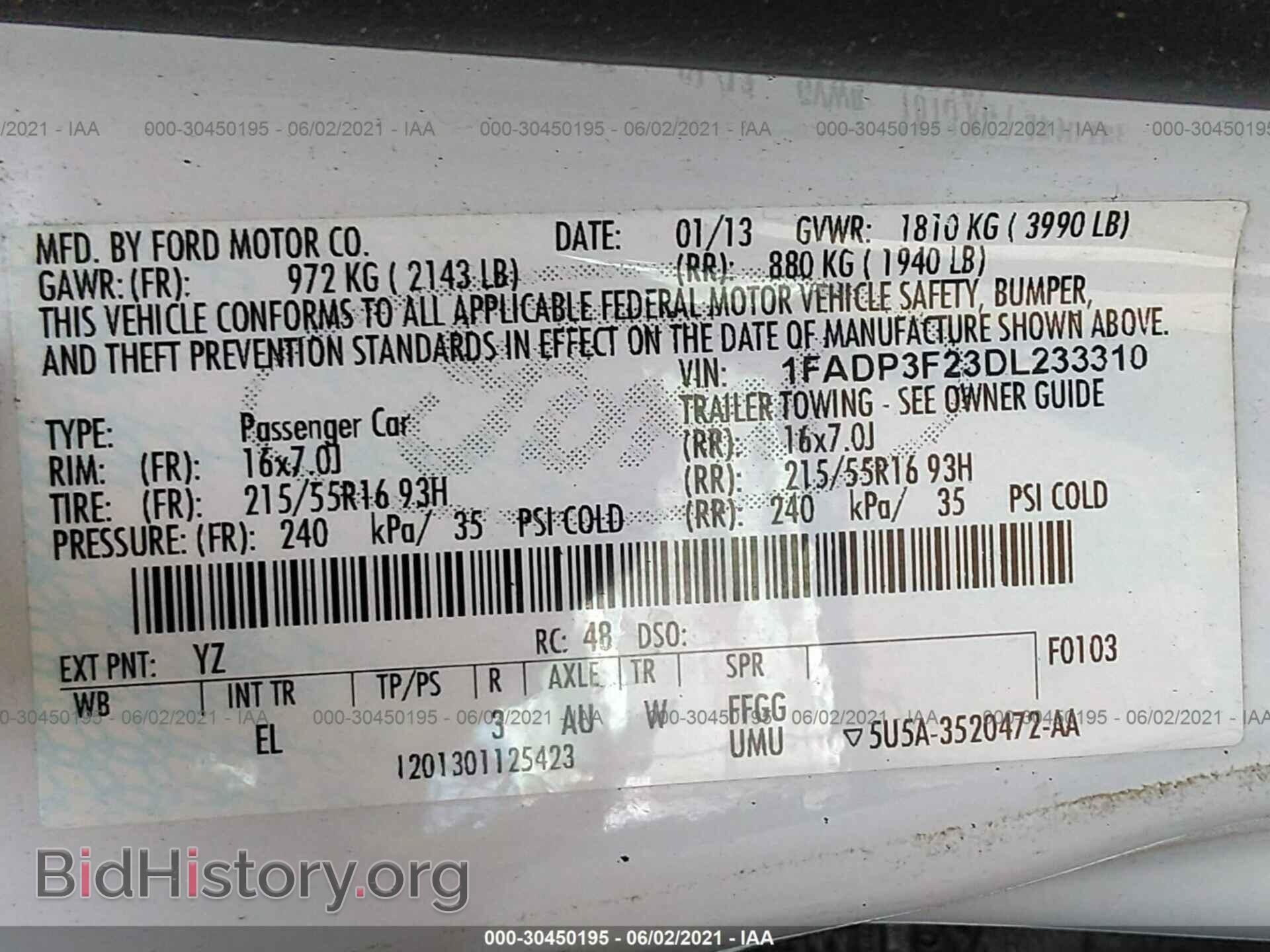 2013 FORD FOCUS - VIN: 1FADP3F23DL233310 - Фото 9