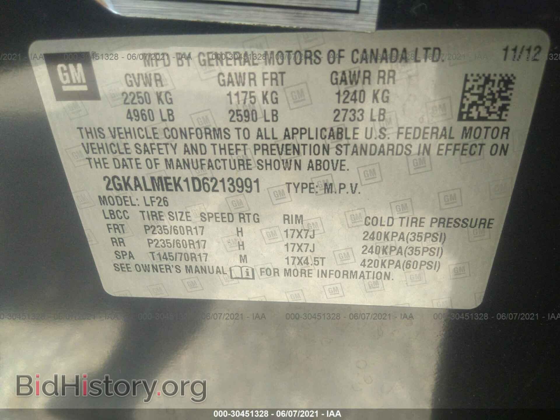 2013 GMC TERRAIN - VIN: 2GKALMEK1D6213991 - Фото 9