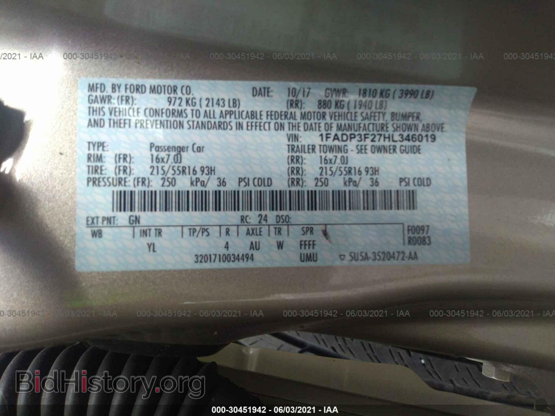 2017 FORD FOCUS - VIN: 1FADP3F27HL346019 - Photo 9