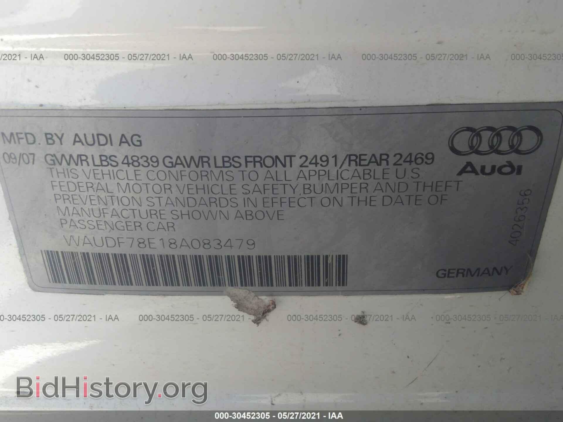 2008 AUDI A4 - VIN: WAUDF78E18A083479 - Фото 9