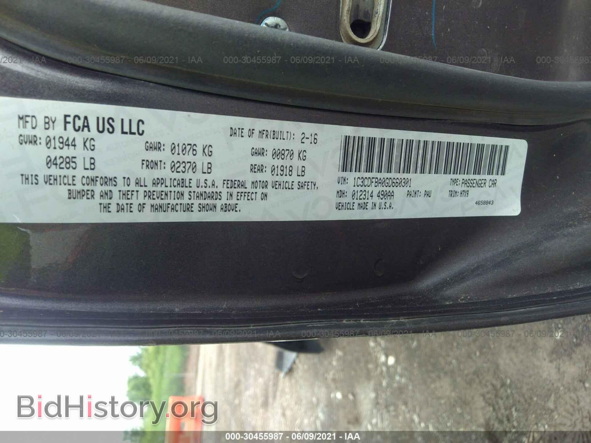 2016 DODGE DART - VIN: 1C3CDFBA0GD660301 - Фото 9