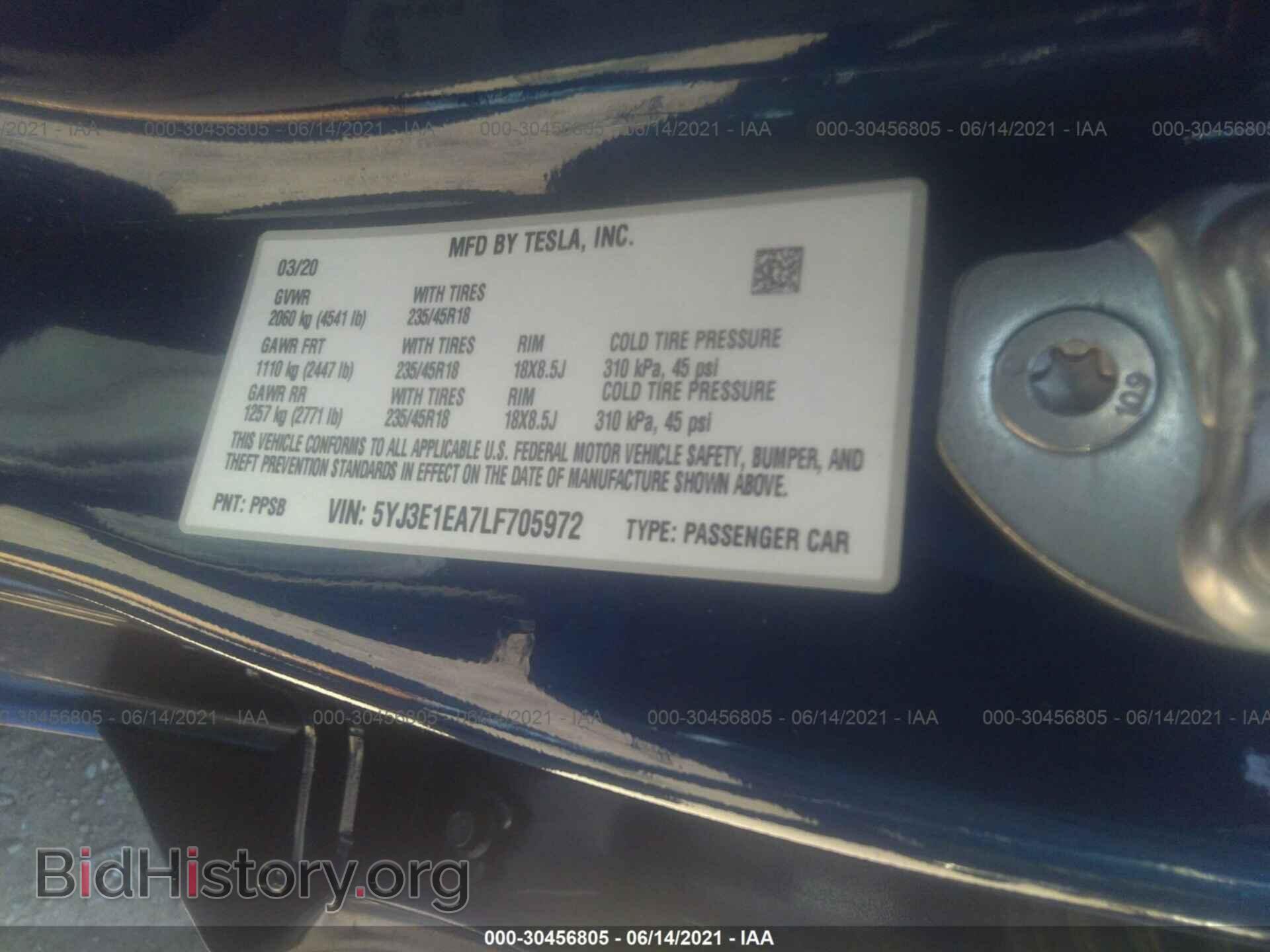2020 TESLA MODEL 3 - VIN: 5YJ3E1EA7LF705972 - Photo 9