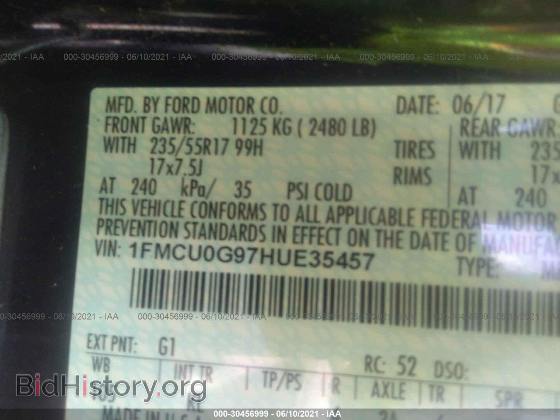 2017 FORD ESCAPE - VIN: 1FMCU0G97HUE35457 - Photo 9