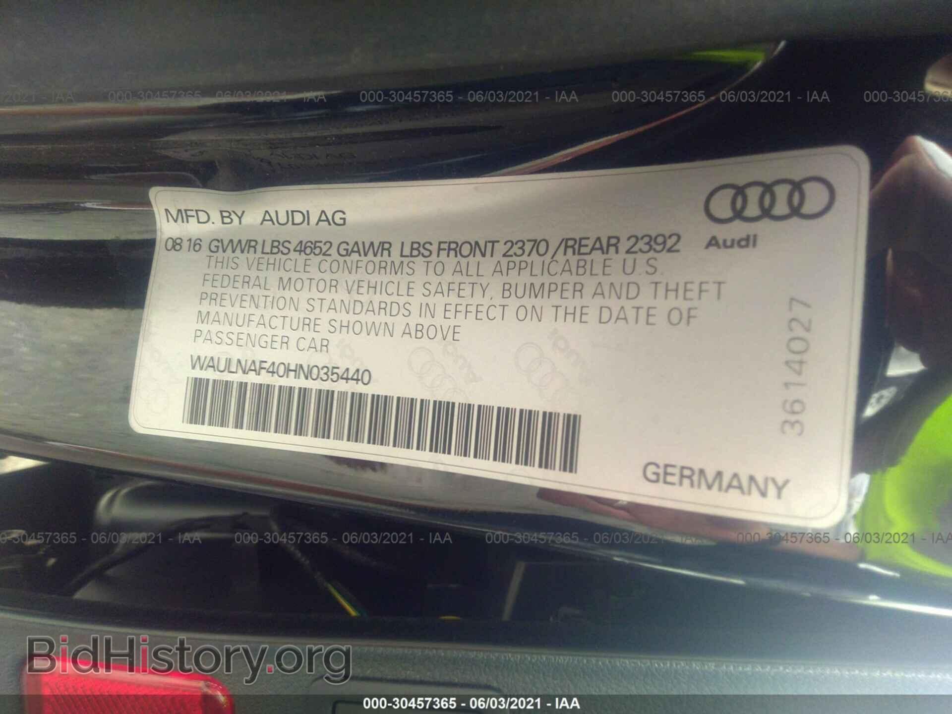 2017 AUDI A4 - VIN: WAULNAF40HN035440 - Фото 9