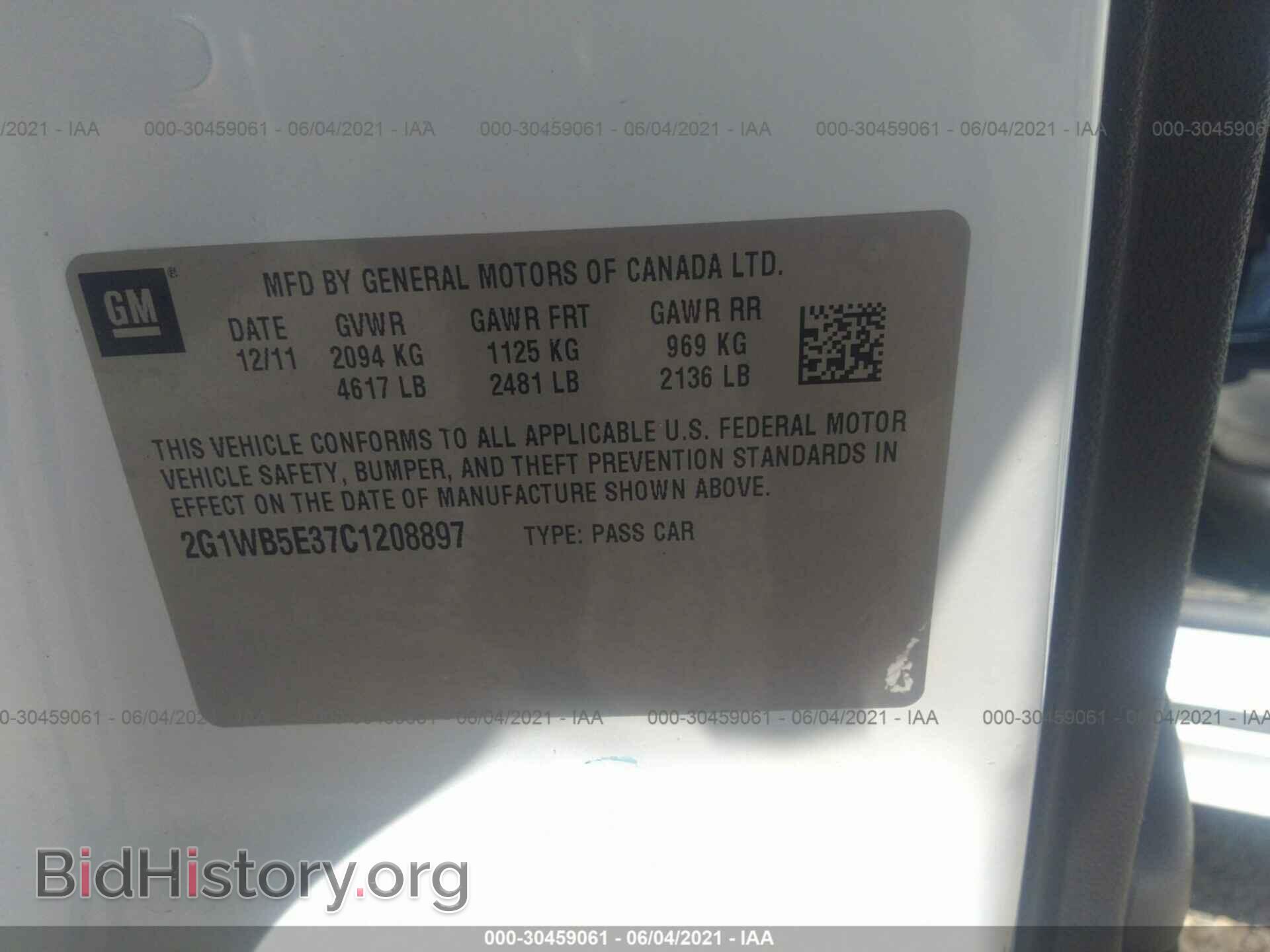 2012 CHEVROLET IMPALA - VIN: 2G1WB5E37C1208897 - Фото 9