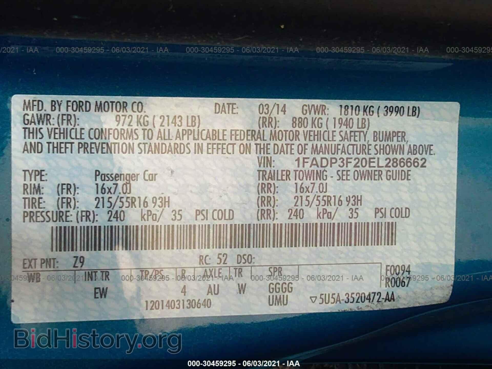 2014 FORD FOCUS - VIN: 1FADP3F20EL286662 - Фото 9