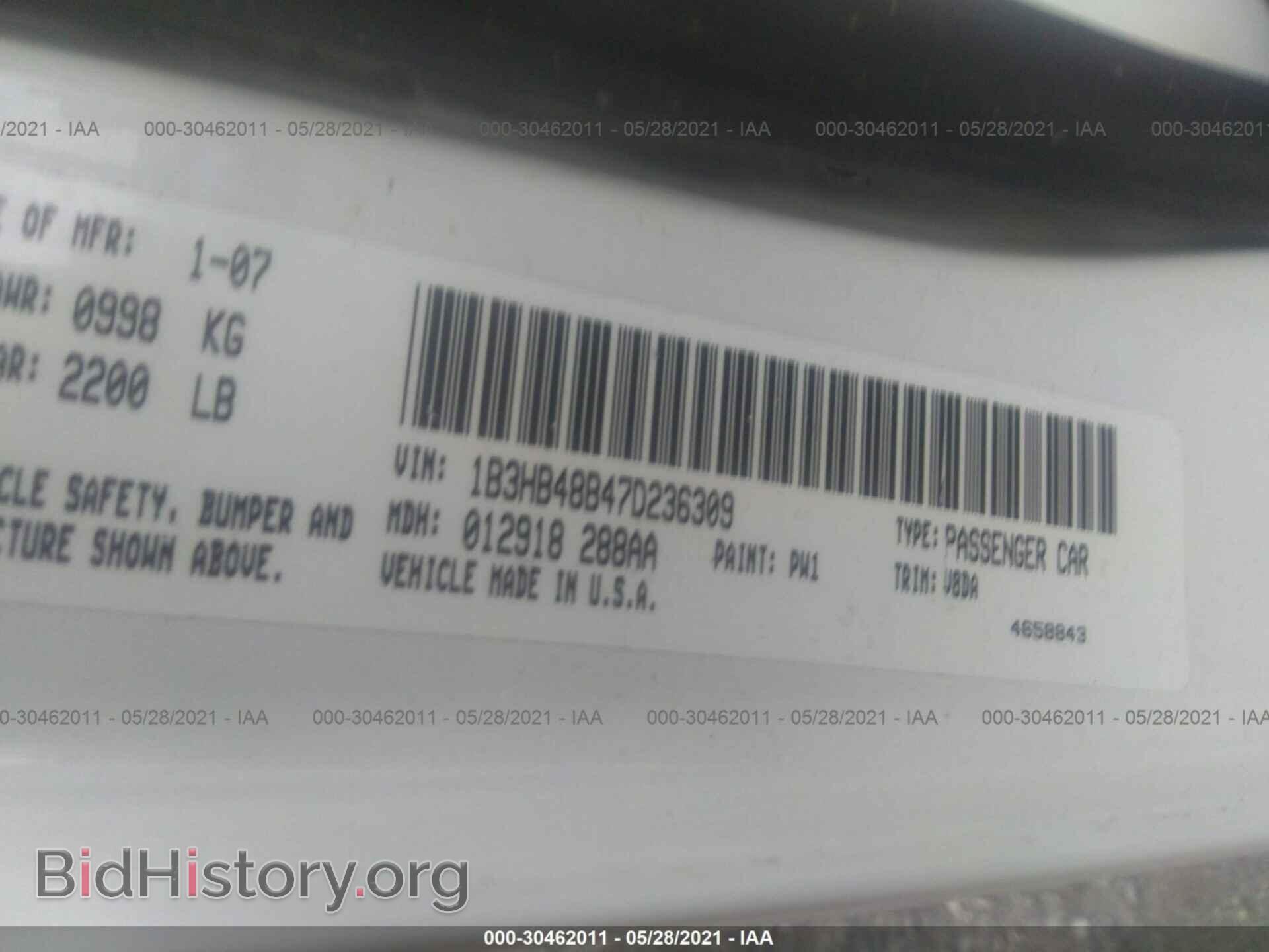 2007 DODGE CALIBER - VIN: 1B3HB48B47D236309 - Photo 9