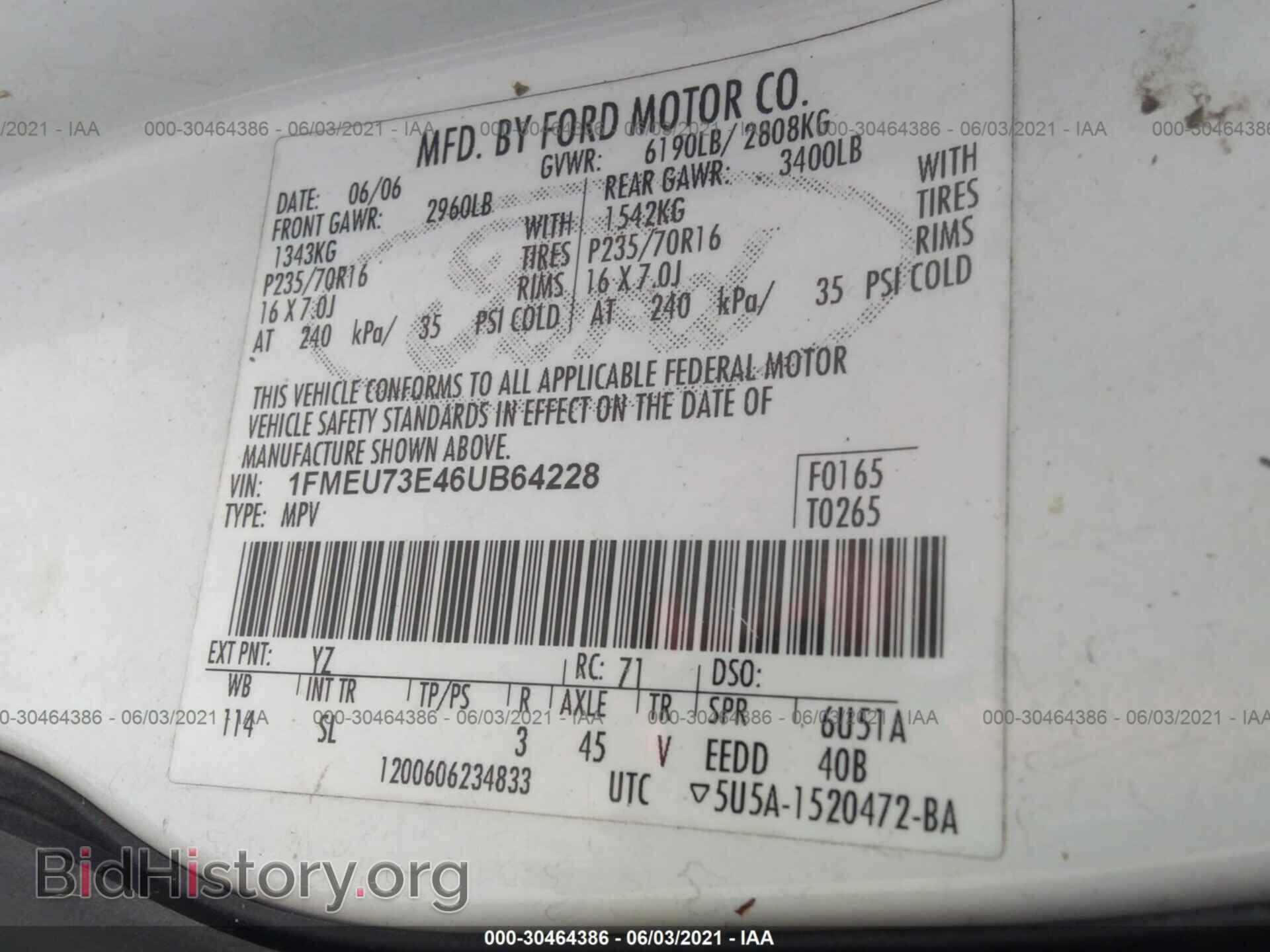 2006 FORD EXPLORER - VIN: 1FMEU73E46UB64228 - Фото 9
