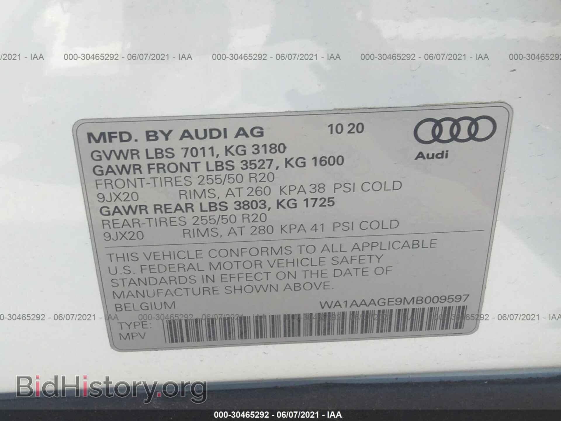 2021 AUDI E-TRON - VIN: WA1AAAGE9MB009597 - Photo 9