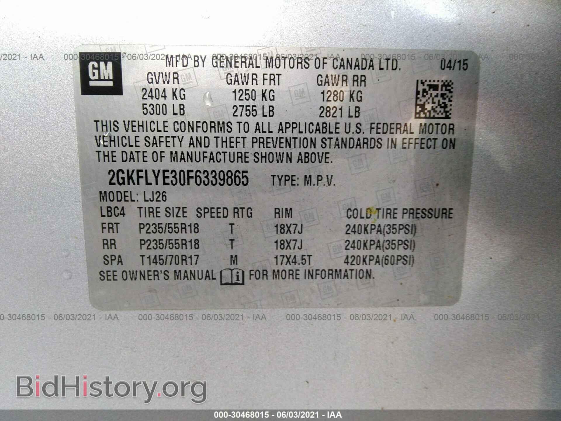 2015 GMC TERRAIN - VIN: 2GKFLYE30F6339865 - Photo 9
