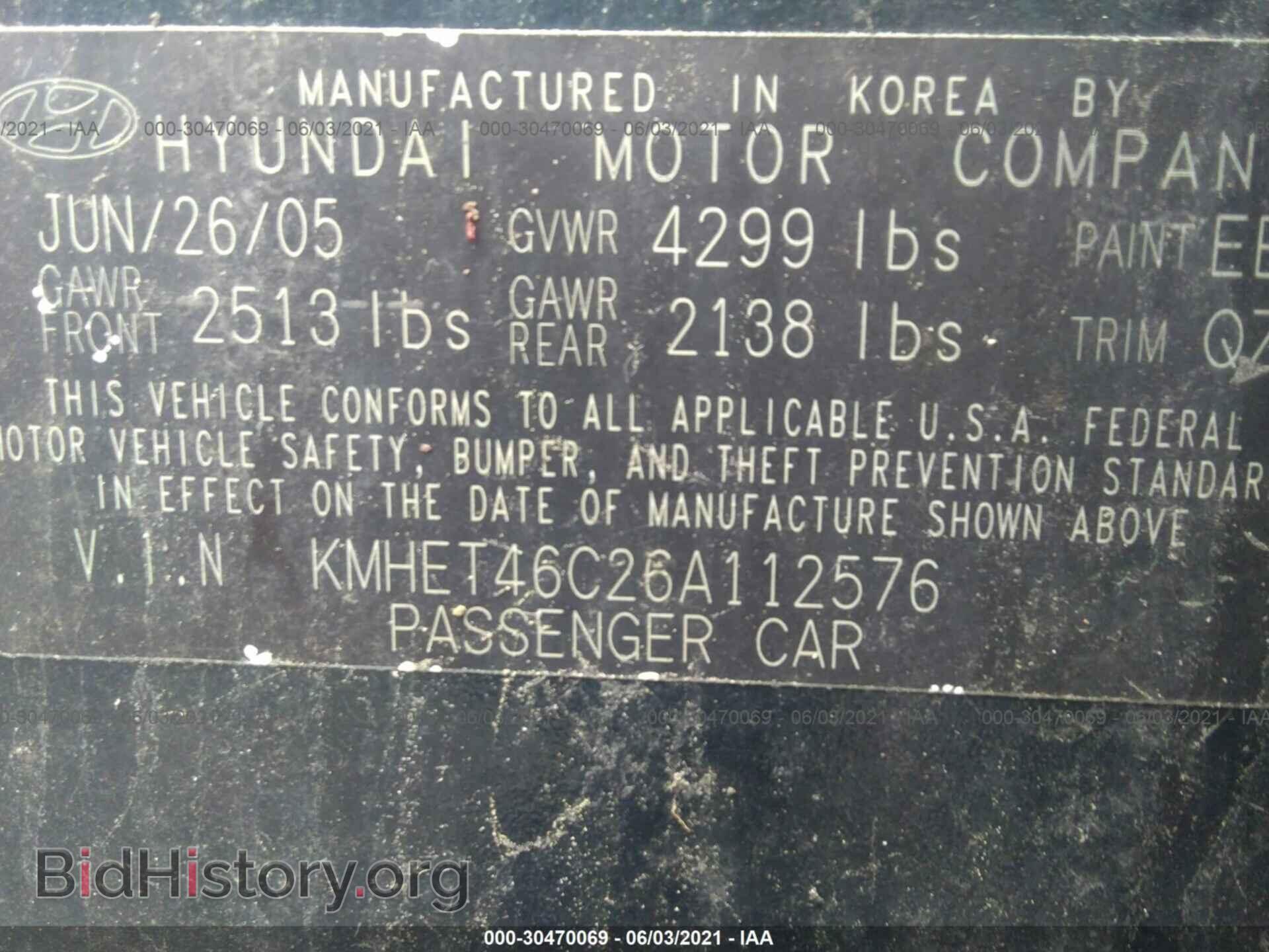 2006 HYUNDAI SONATA - VIN: KMHET46C26A112576 - Фото 9