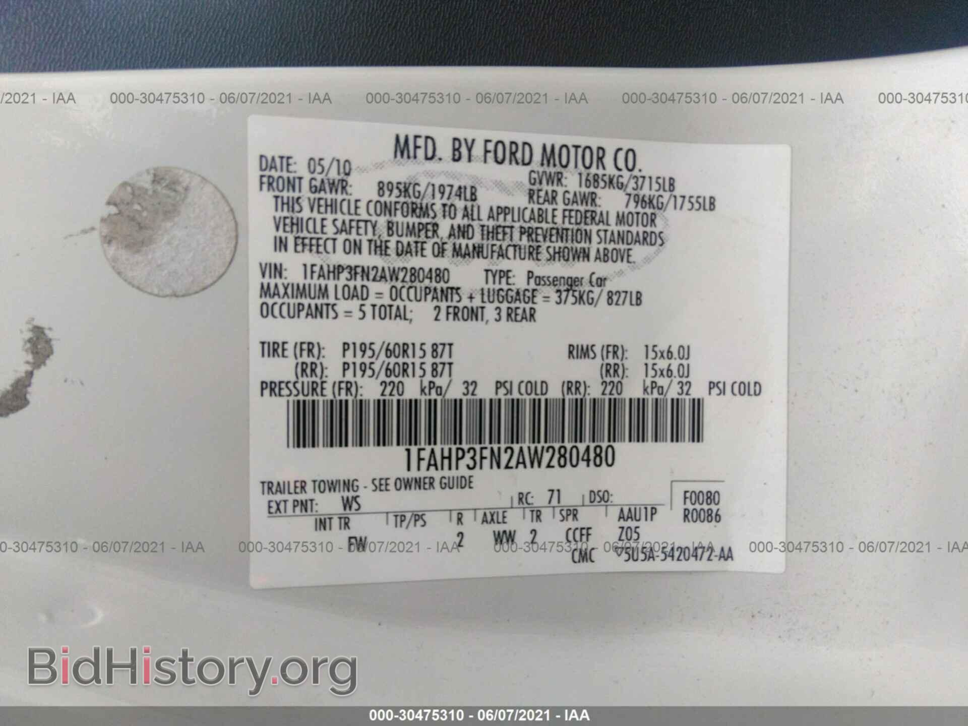 2010 FORD FOCUS - VIN: 1FAHP3FN2AW280480 - Фото 9