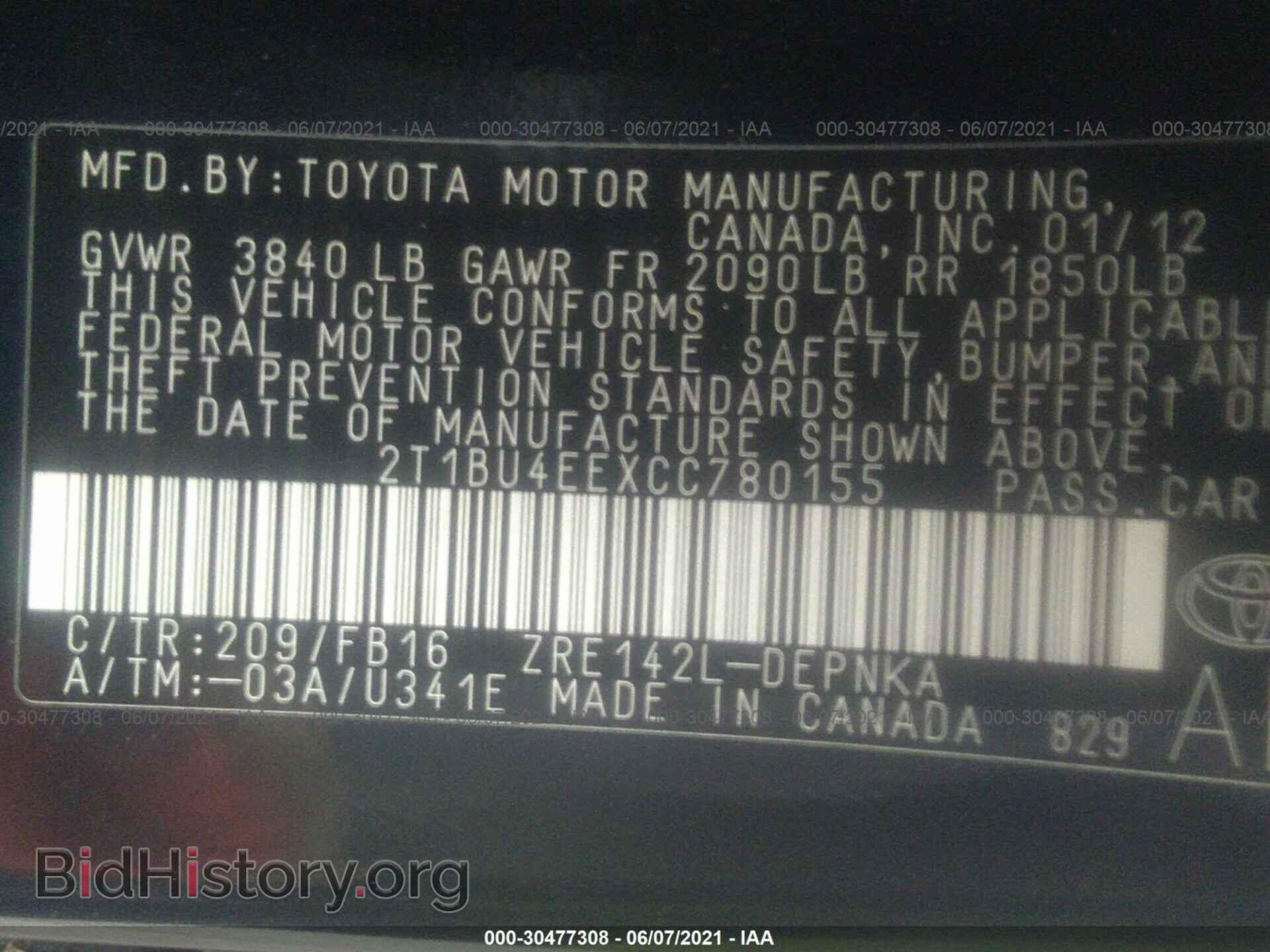 2012 TOYOTA COROLLA - VIN: 2T1BU4EEXCC780155 - Photo 9
