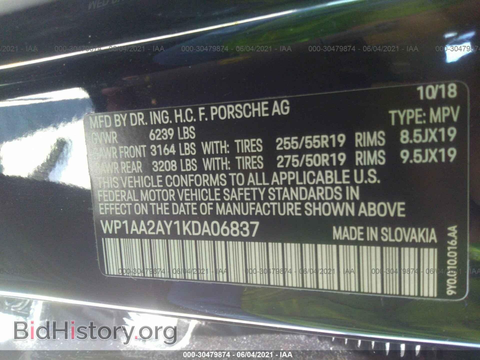2019 PORSCHE CAYENNE - VIN: WP1AA2AY1KDA06837 - Photo 9