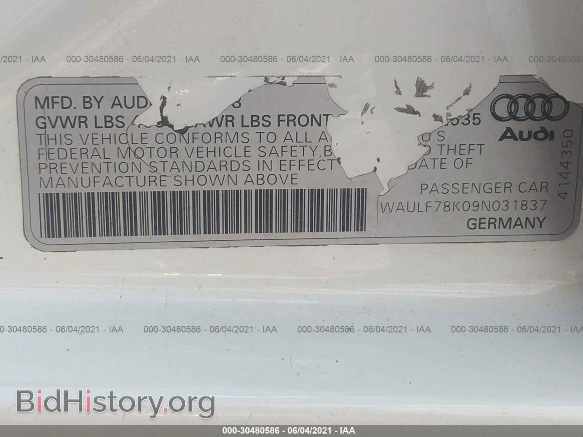 2009 AUDI A4 - VIN: WAULF78K09N031837 - Photo 9