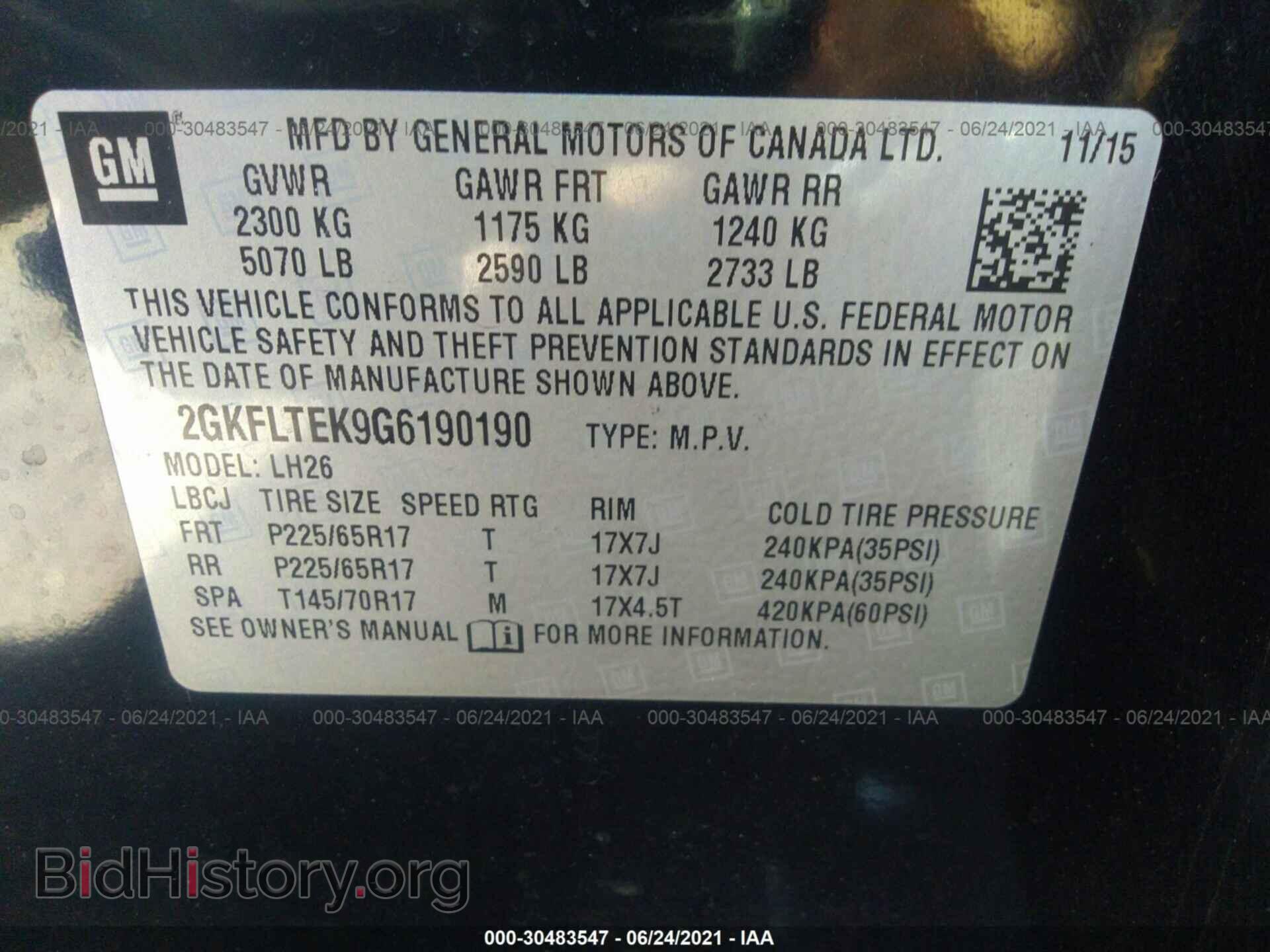 2016 GMC TERRAIN - VIN: 2GKFLTEK9G6190190 - Фото 9